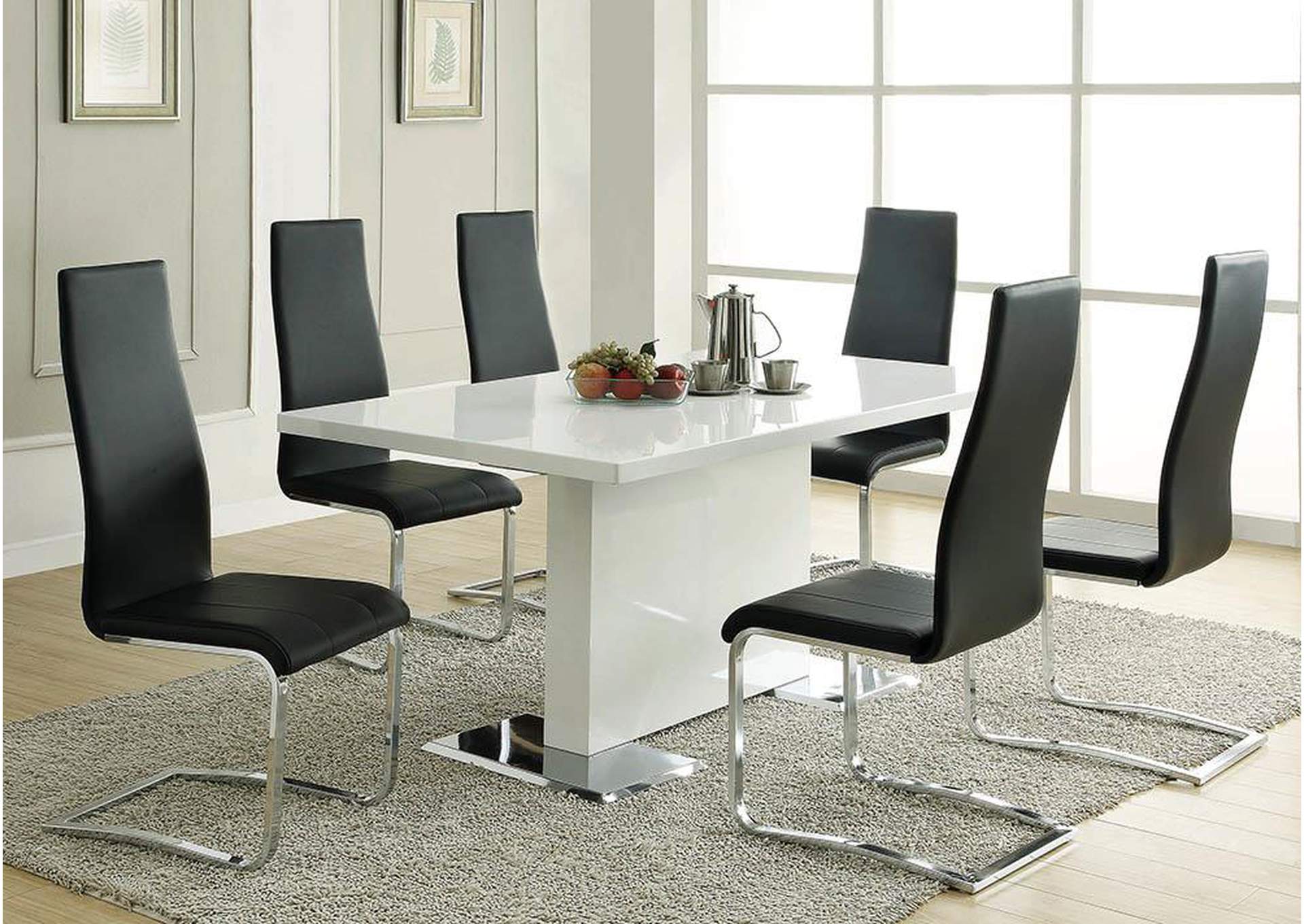 White Dining Table with Chrome Base,ABF Coaster Furniture