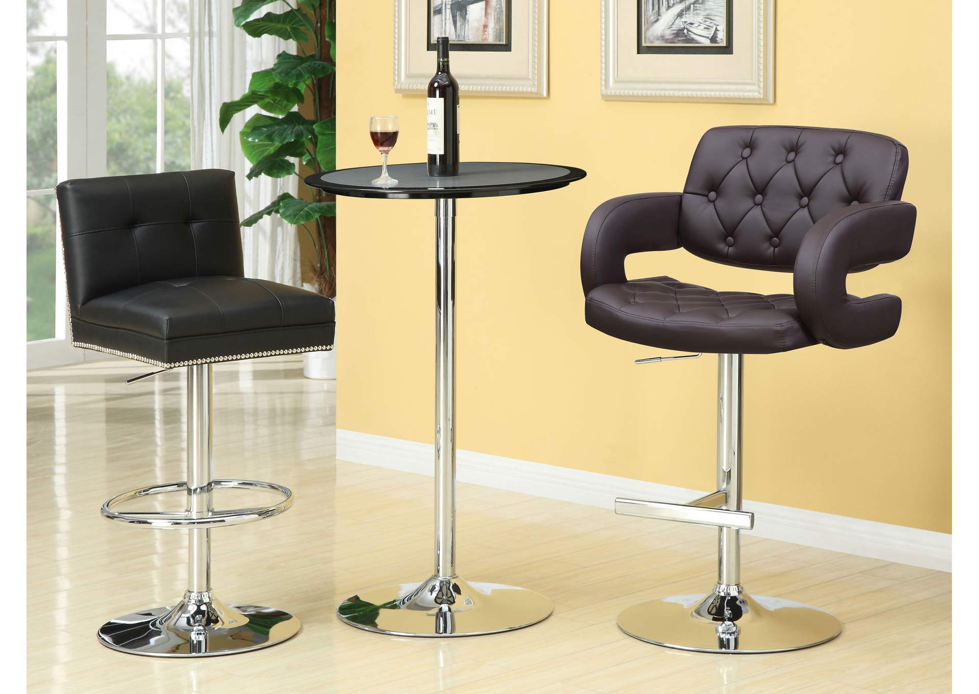 Brandi 29" Adjustable Height Bar Stool Chrome and Brown,Coaster Furniture