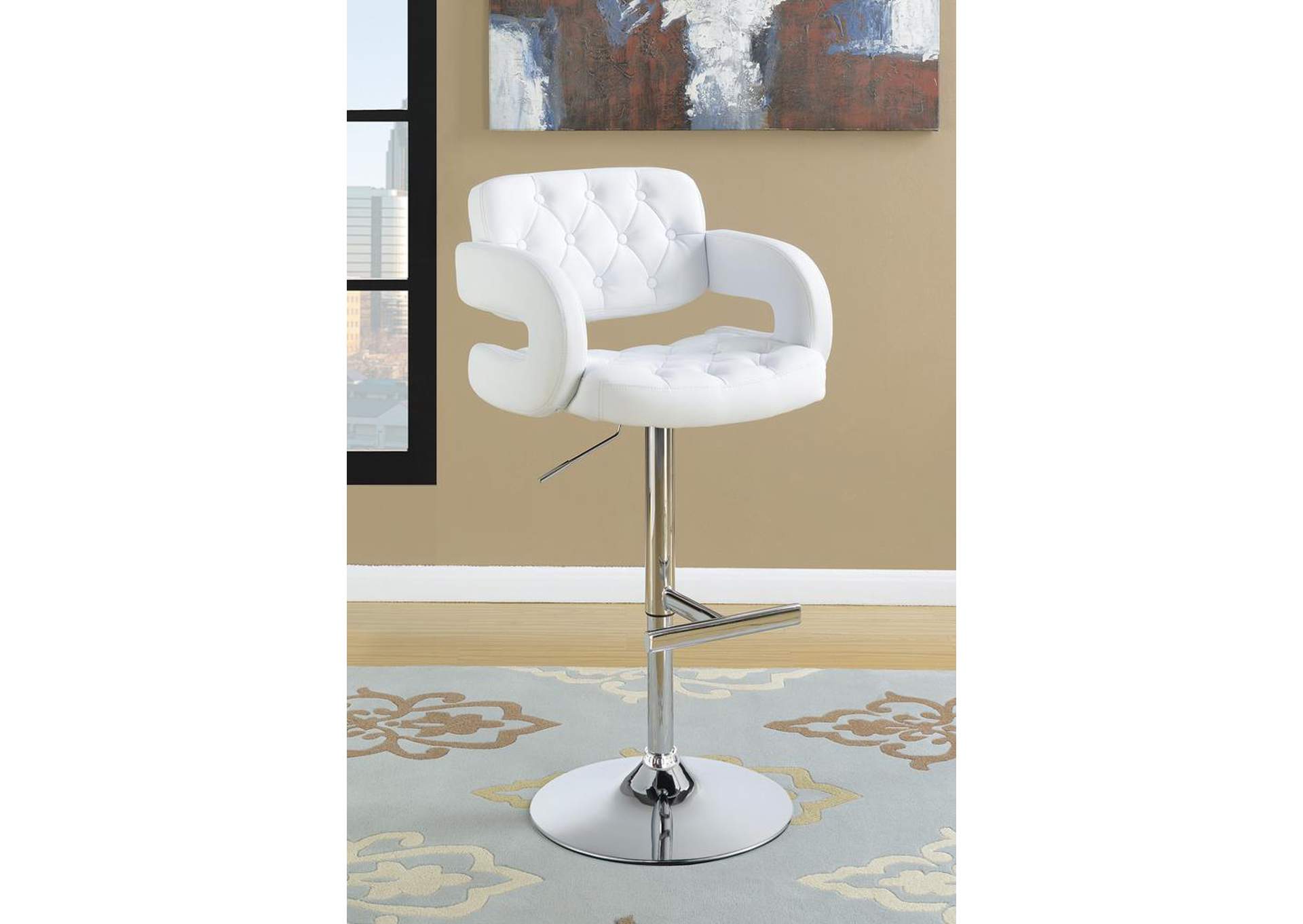 White & Chrome 29in Height Stool,ABF Coaster Furniture