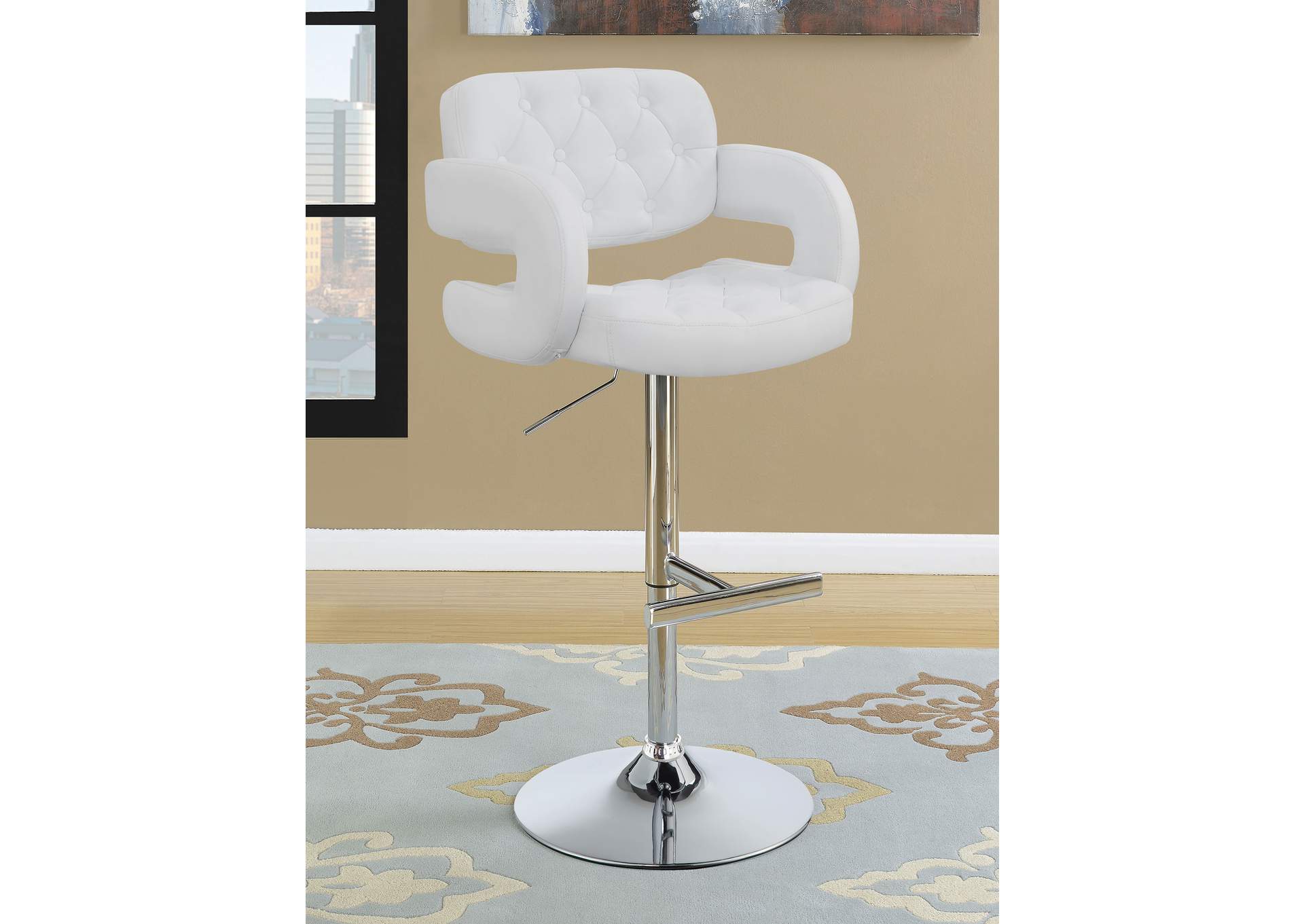 Brandi 29" Adjustable Height Bar Stool Chrome and White,Coaster Furniture