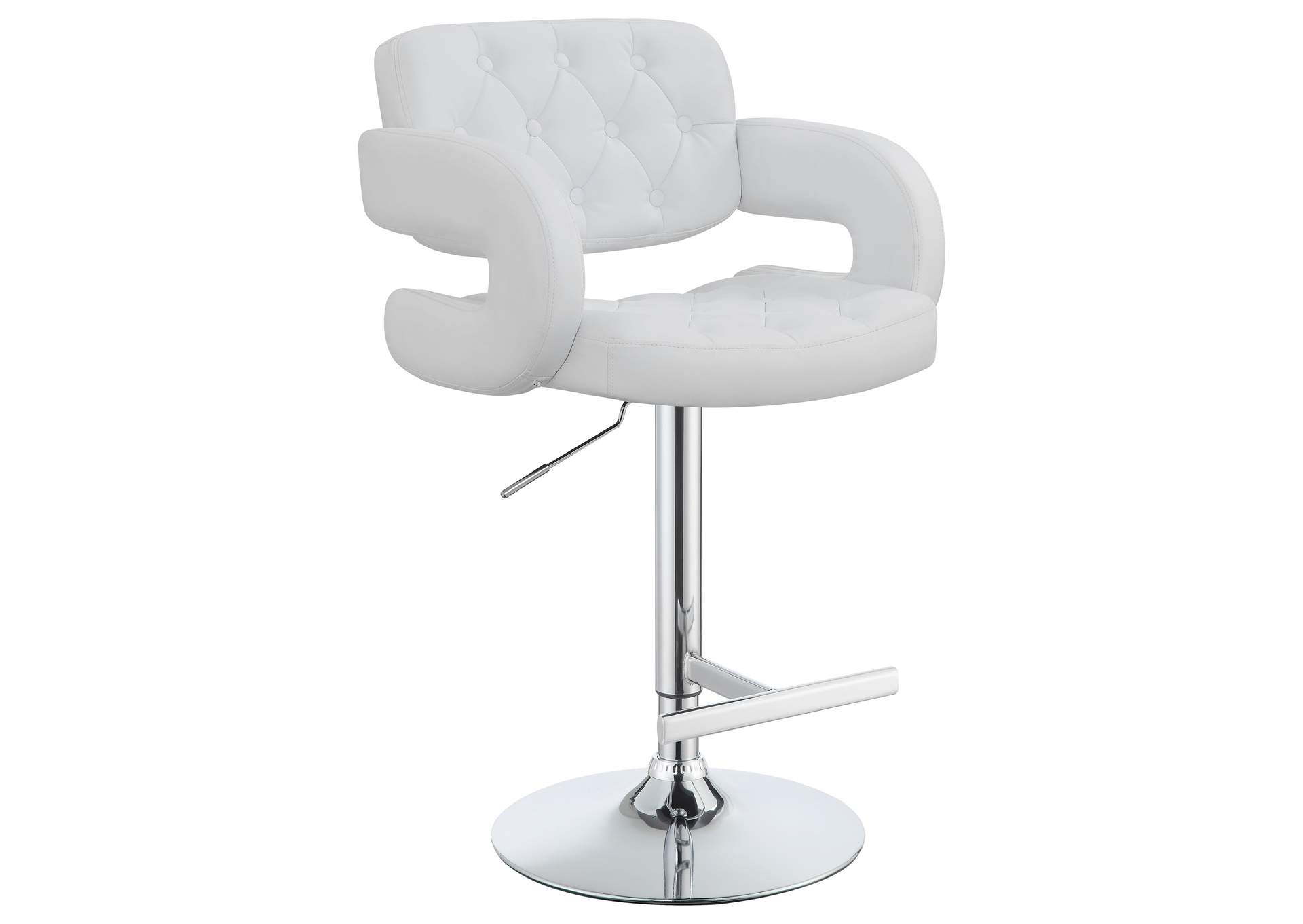 Brandi 29" Adjustable Height Bar Stool Chrome and White,Coaster Furniture