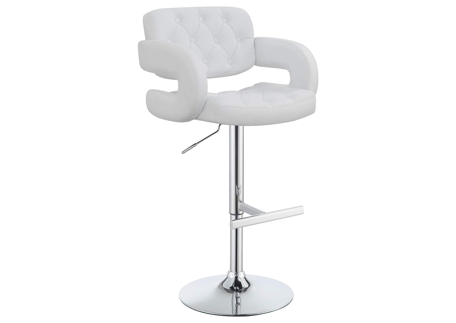 Brandi 29" Adjustable Height Bar Stool Chrome and White,Coaster Furniture