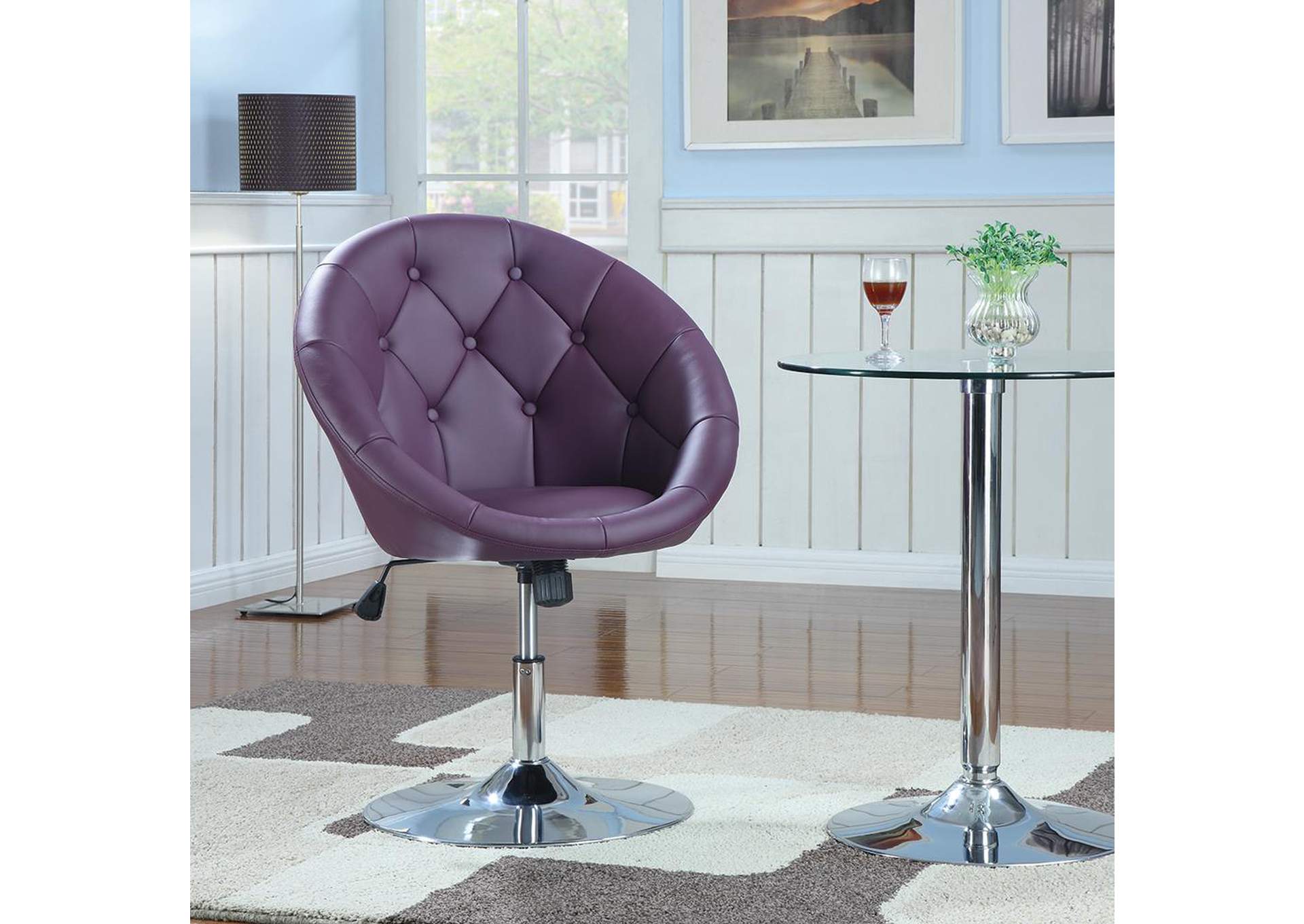 Pink/ Purple & Chrome Swivel Chair,ABF Coaster Furniture