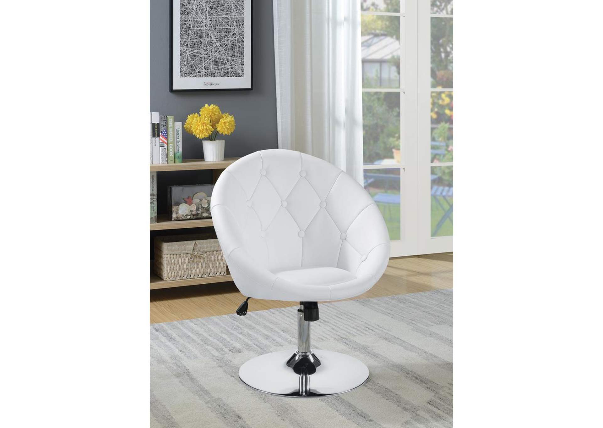 White & Chrome Swivel Chair,ABF Coaster Furniture