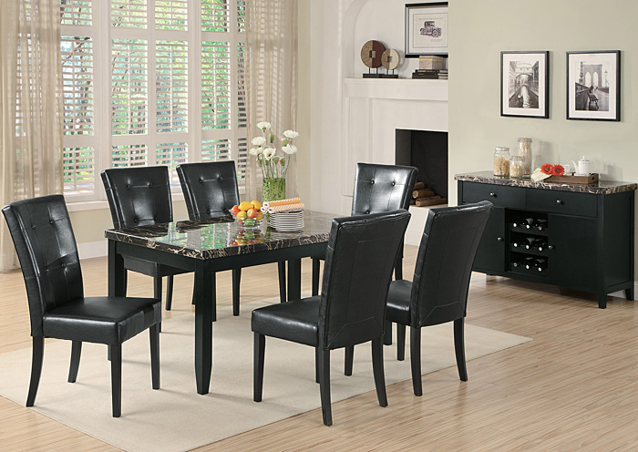 Anisa Black Dining Table w/ 6 Side Chairs,ABF Coaster Furniture