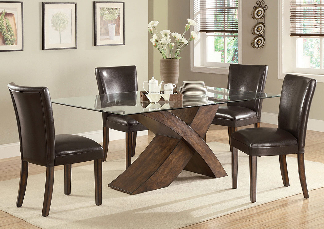 Nessa Brown Dining Table w/ 4 Side Chairs,ABF Coaster Furniture