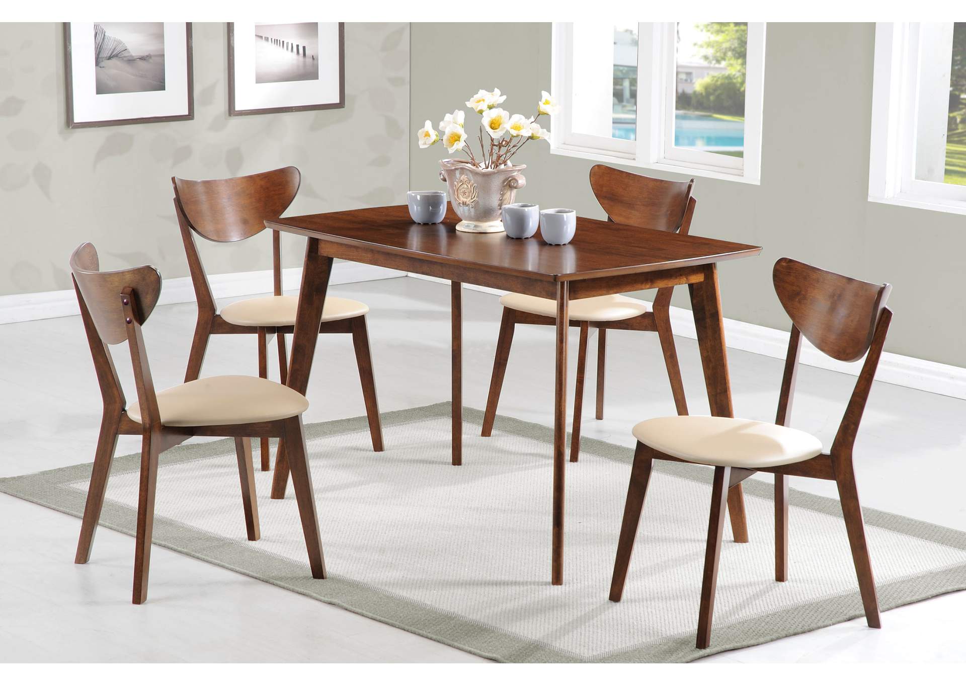 Kersey 5-piece Rectangular Dining Set Chestnut and Tan,Coaster Furniture