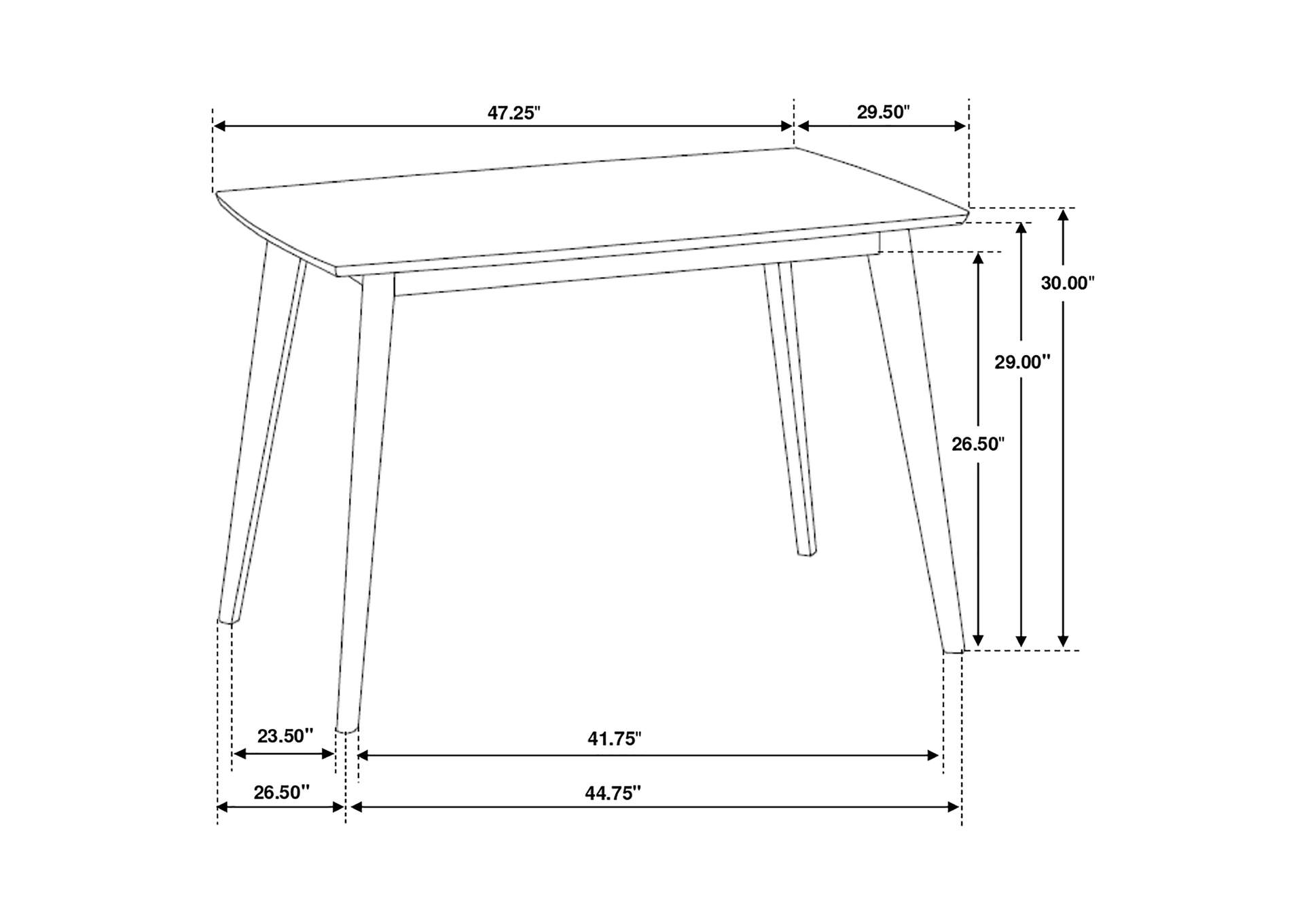 Kersey Dining Table with Angled Legs Chestnut,Coaster Furniture