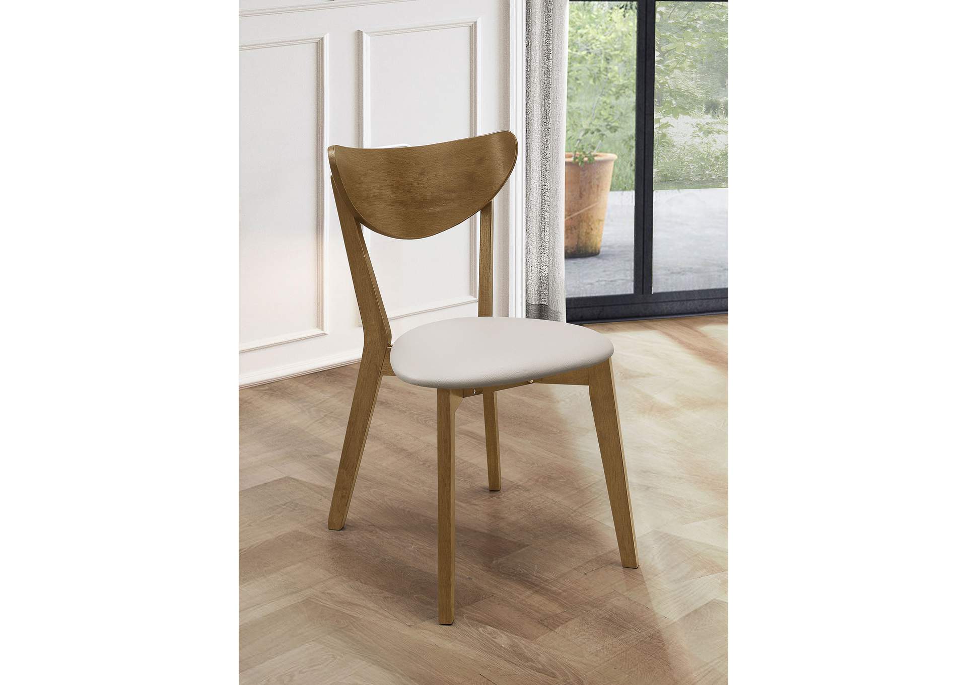 Kersey Dining Side Chairs with Curved Backs Beige and Chestnut (Set of 2),Coaster Furniture