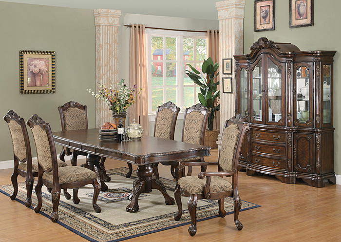 Andrea Brown Cherry Dining Table w/ 4 Side Chairs & 2 Arm Chairs,ABF Coaster Furniture