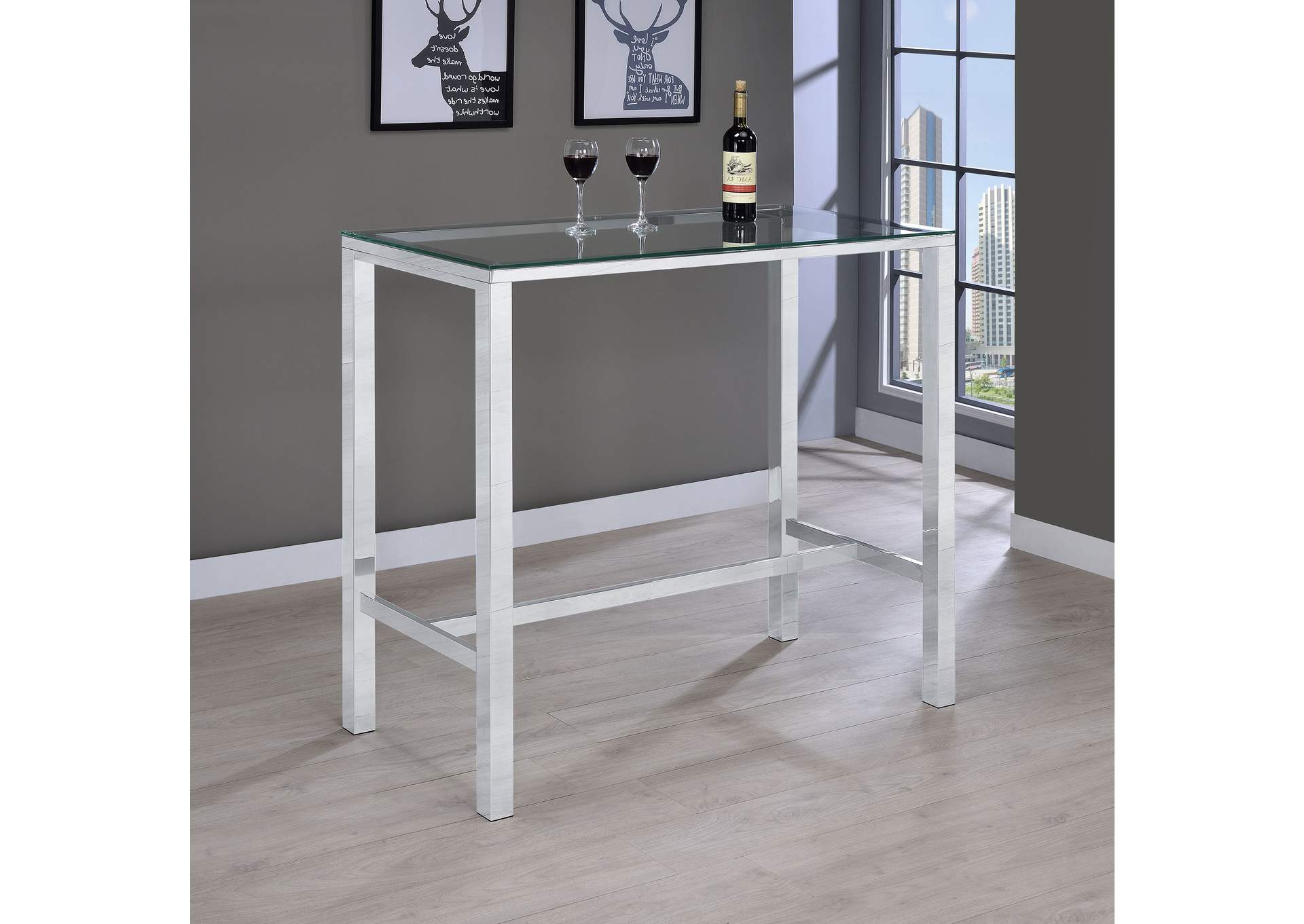 Tolbert Bar Table with Glass Top Chrome,Coaster Furniture