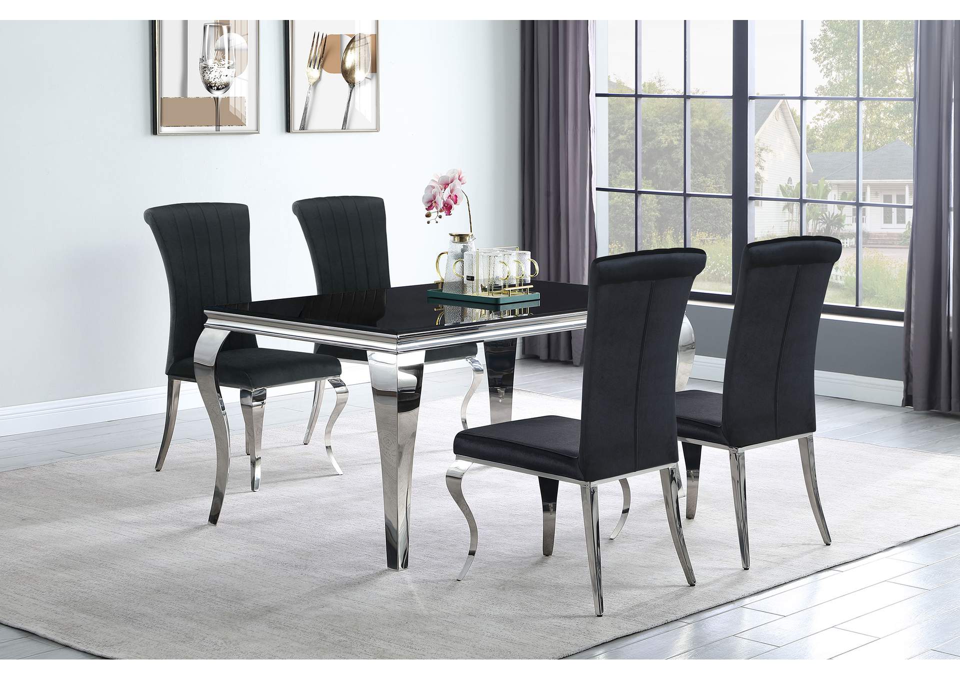 Betty Upholstered Side Chairs Black and Chrome (Set of 4),Coaster Furniture
