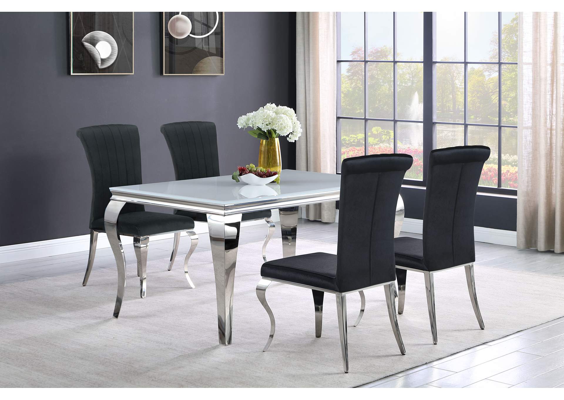 Betty Upholstered Side Chairs Black and Chrome (Set of 4),Coaster Furniture