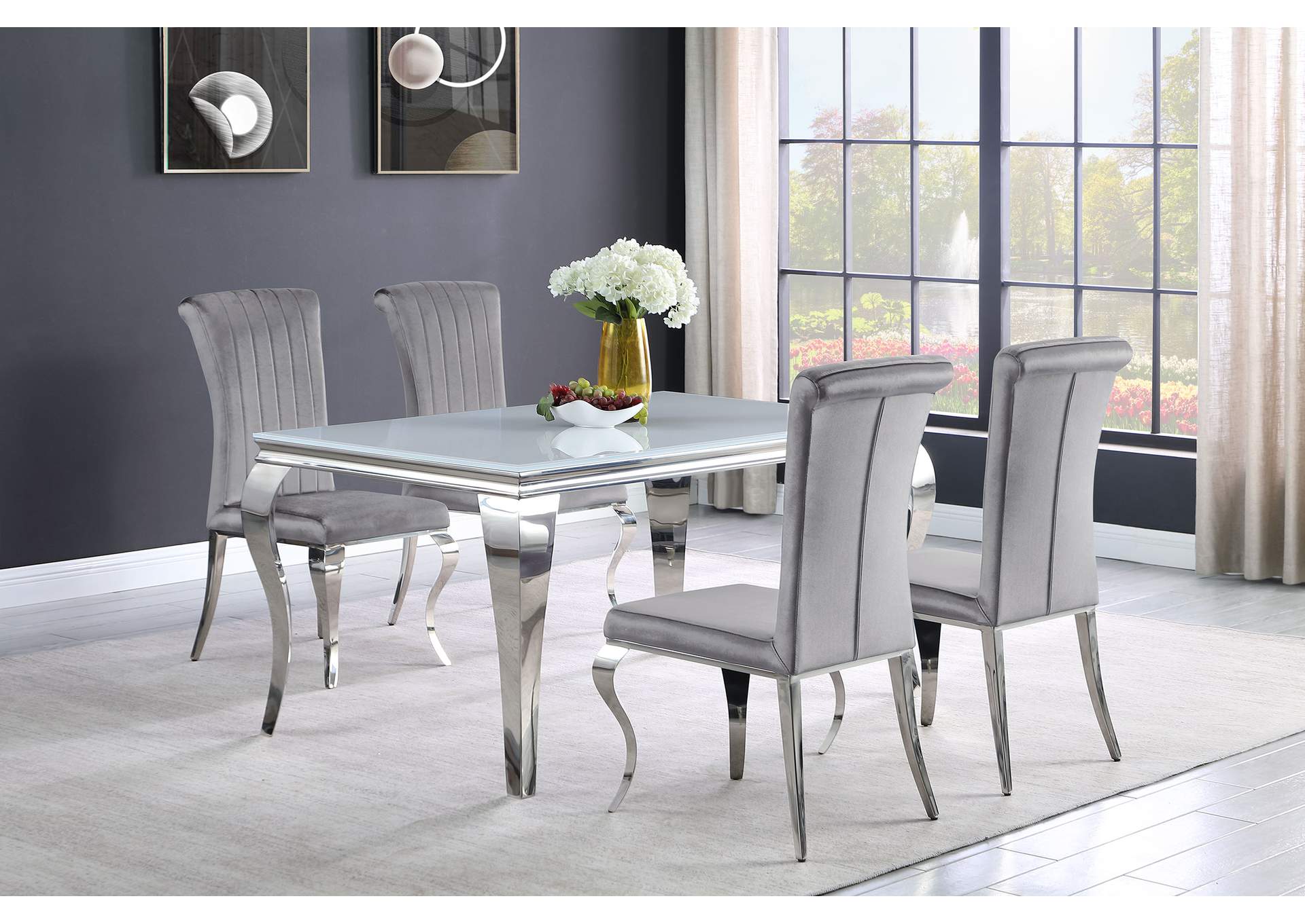 Betty Upholstered Side Chairs Grey and Chrome (Set of 4),Coaster Furniture