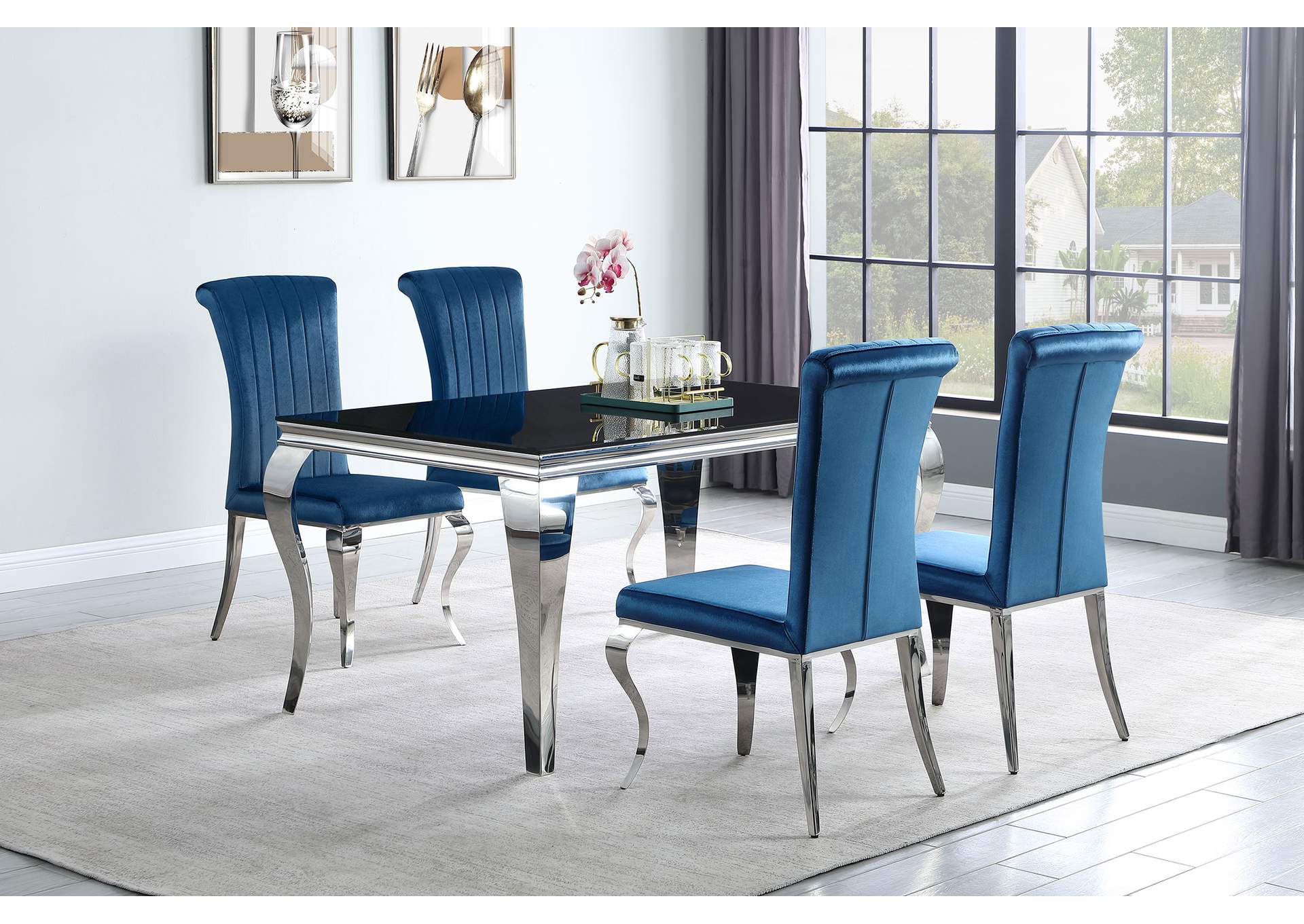 Betty Upholstered Side Chairs Teal and Chrome (Set of 4),Coaster Furniture