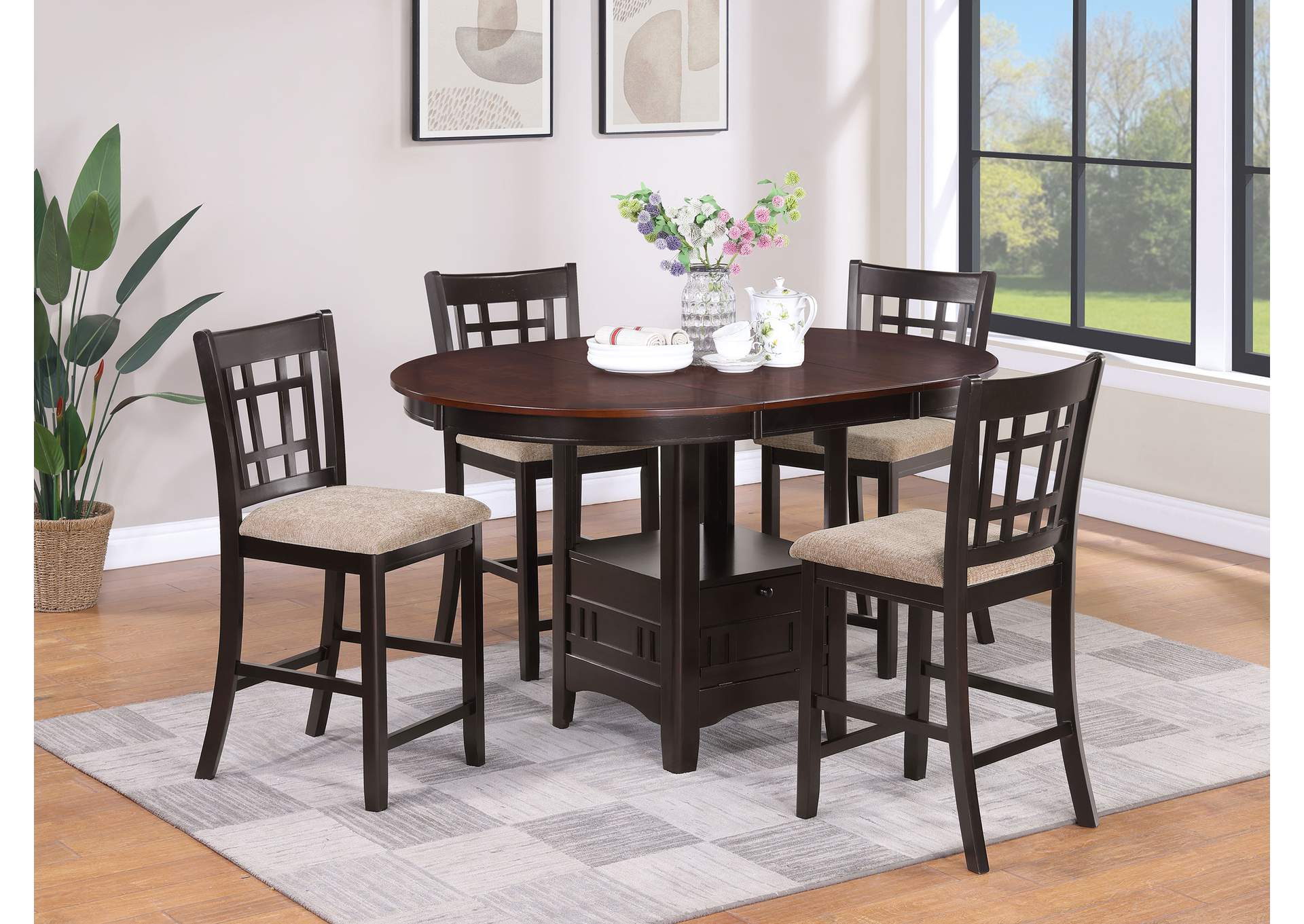 Lavon 5-piece Counter Height Dining Room Set Light Chestnut and Espresso,Coaster Furniture