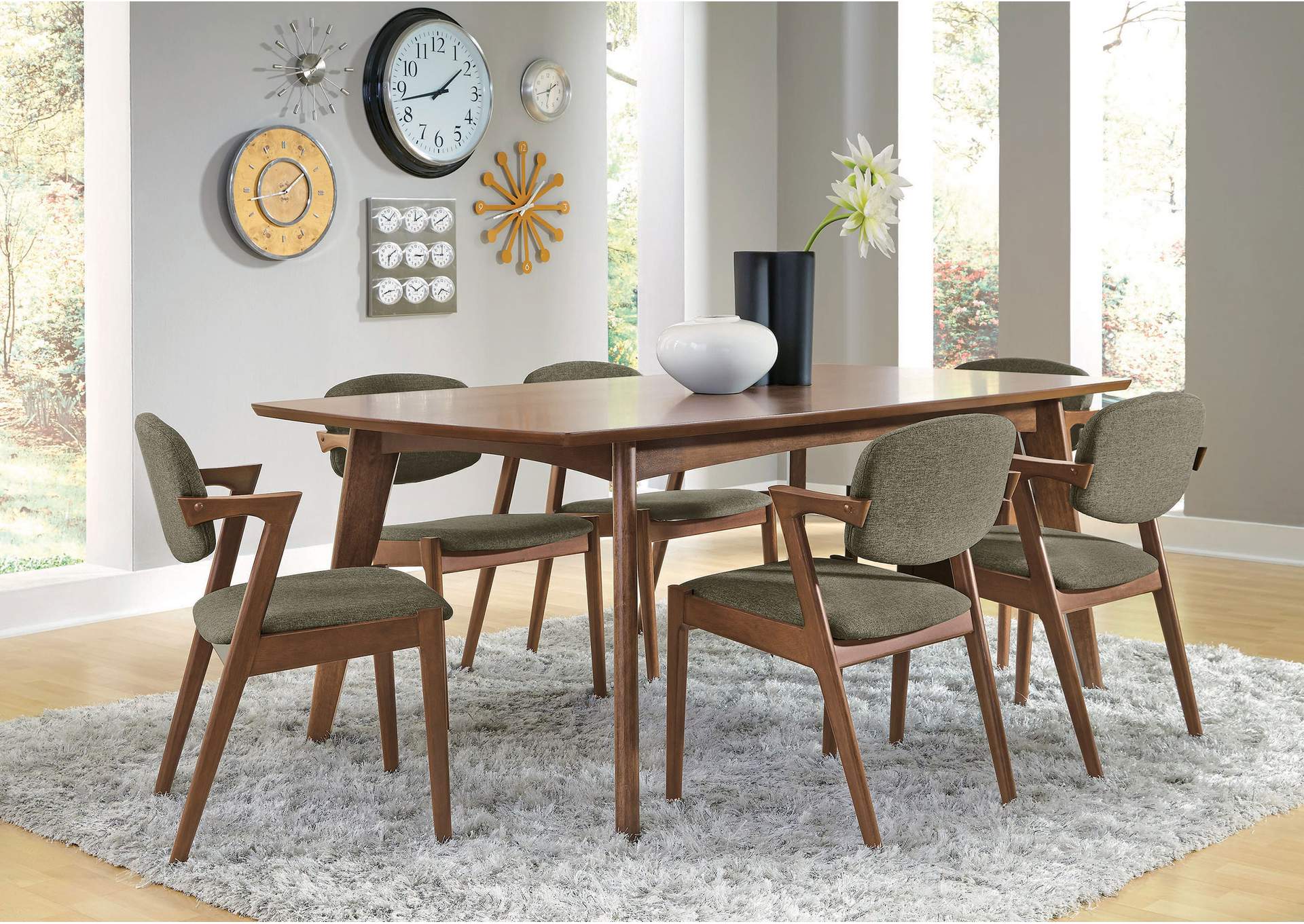 Malone 7-piece Rectangular Dining Set Dark Walnut and Grey,Coaster Furniture