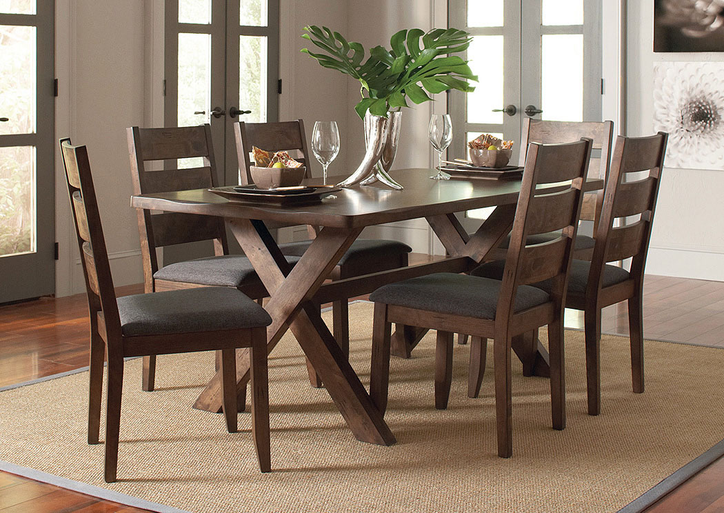 Knotty Nutmeg Dining Table w/4 Dining Chairs,Coaster Furniture