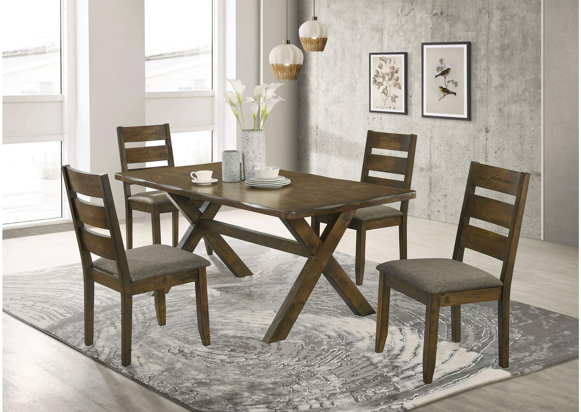 Alston Dining Room Set Knotty Nutmeg and Grey,Coaster Furniture