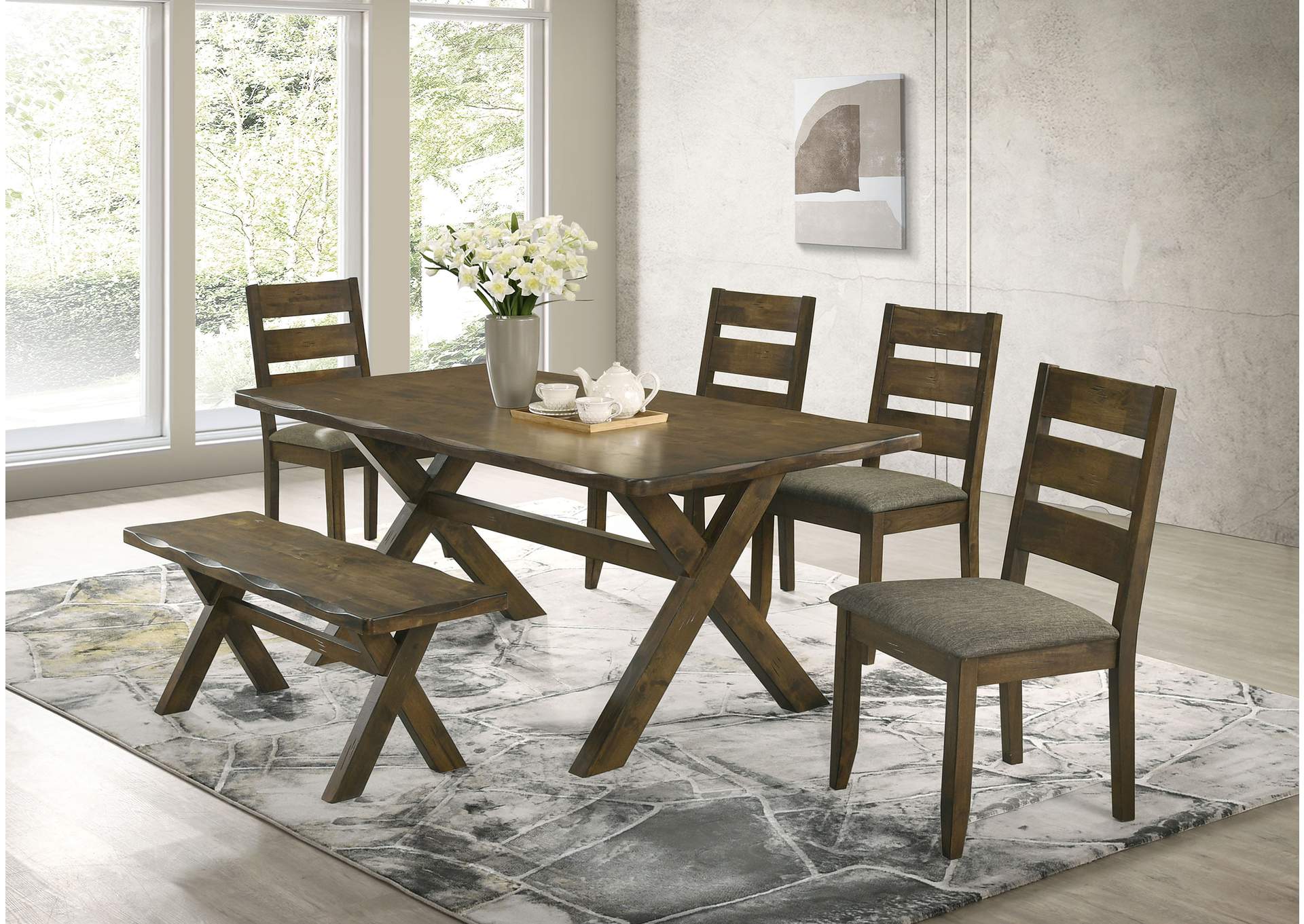 Alston Dining Room Set Knotty Nutmeg and Grey,Coaster Furniture