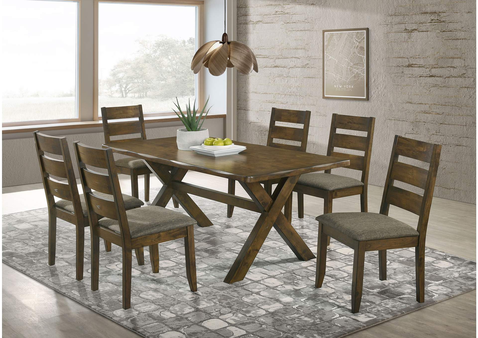 Alston 7-piece Rectangular Dining Set Knotty Nutmeg and Grey,Coaster Furniture