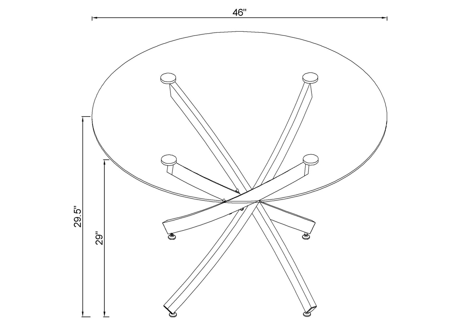 Beckham Round Dining Table Chrome and Clear,Coaster Furniture