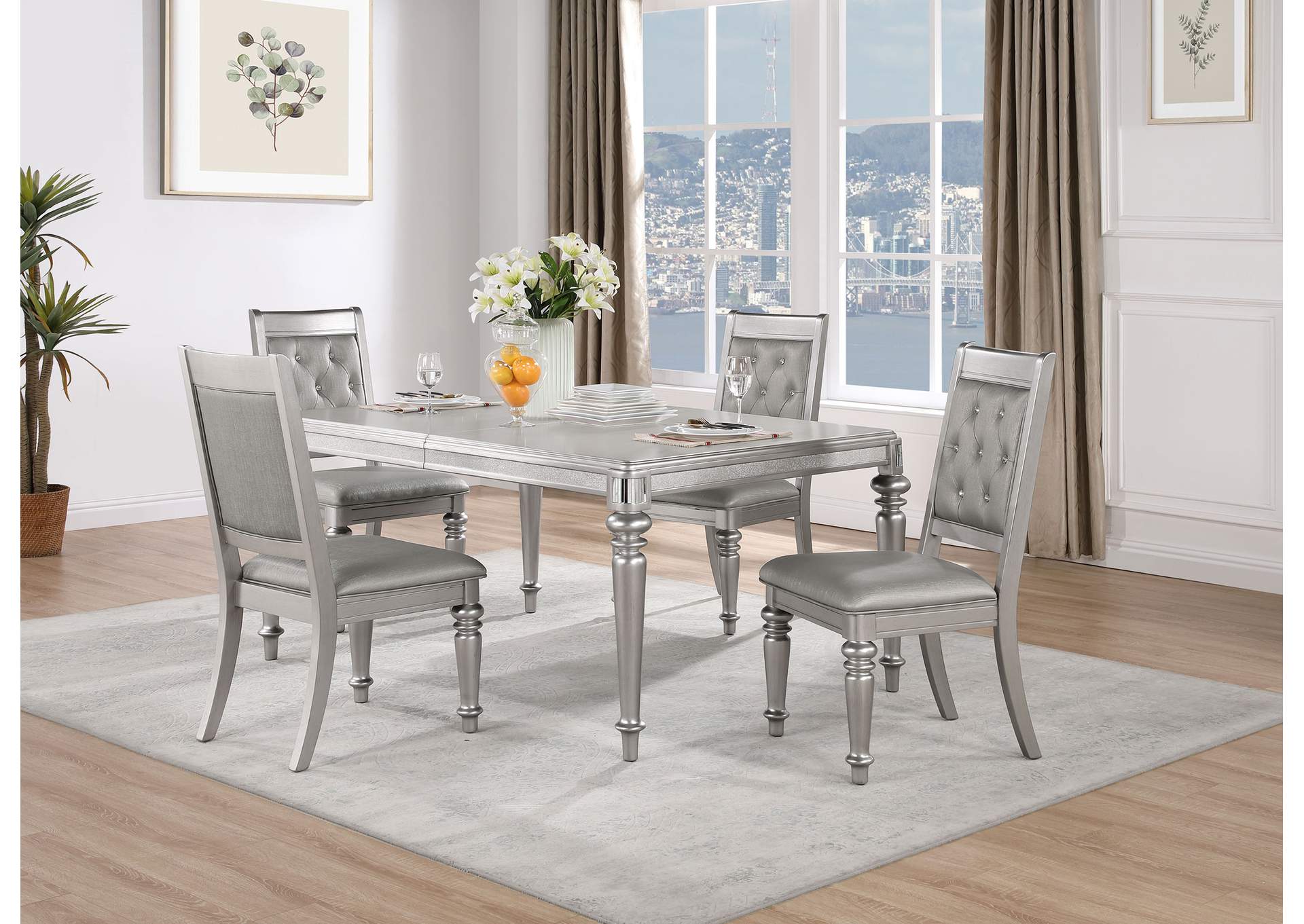 Danette Dining Room Set Metallic Platinum,Coaster Furniture