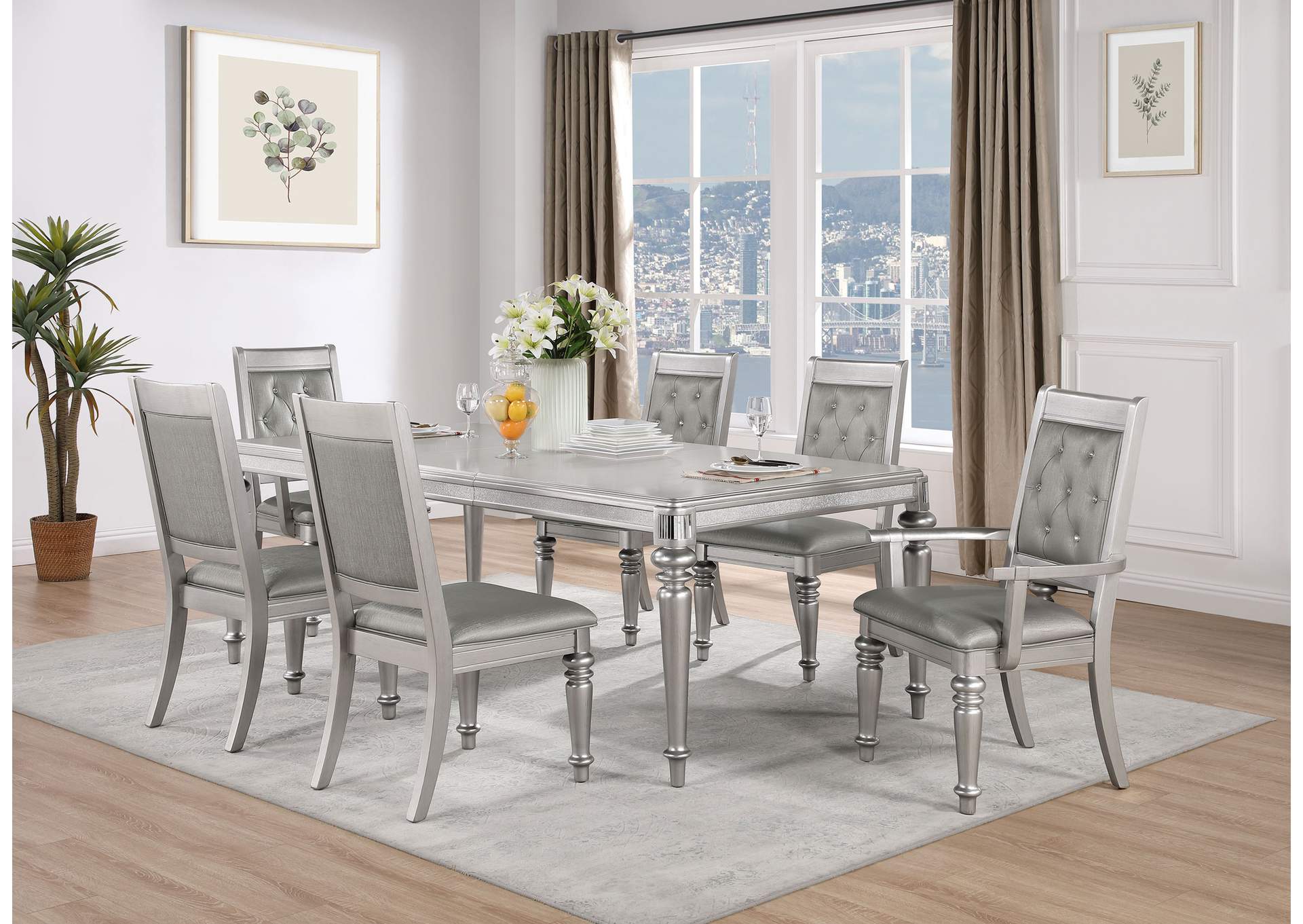 Danette Dining Room Set Metallic Platinum,Coaster Furniture