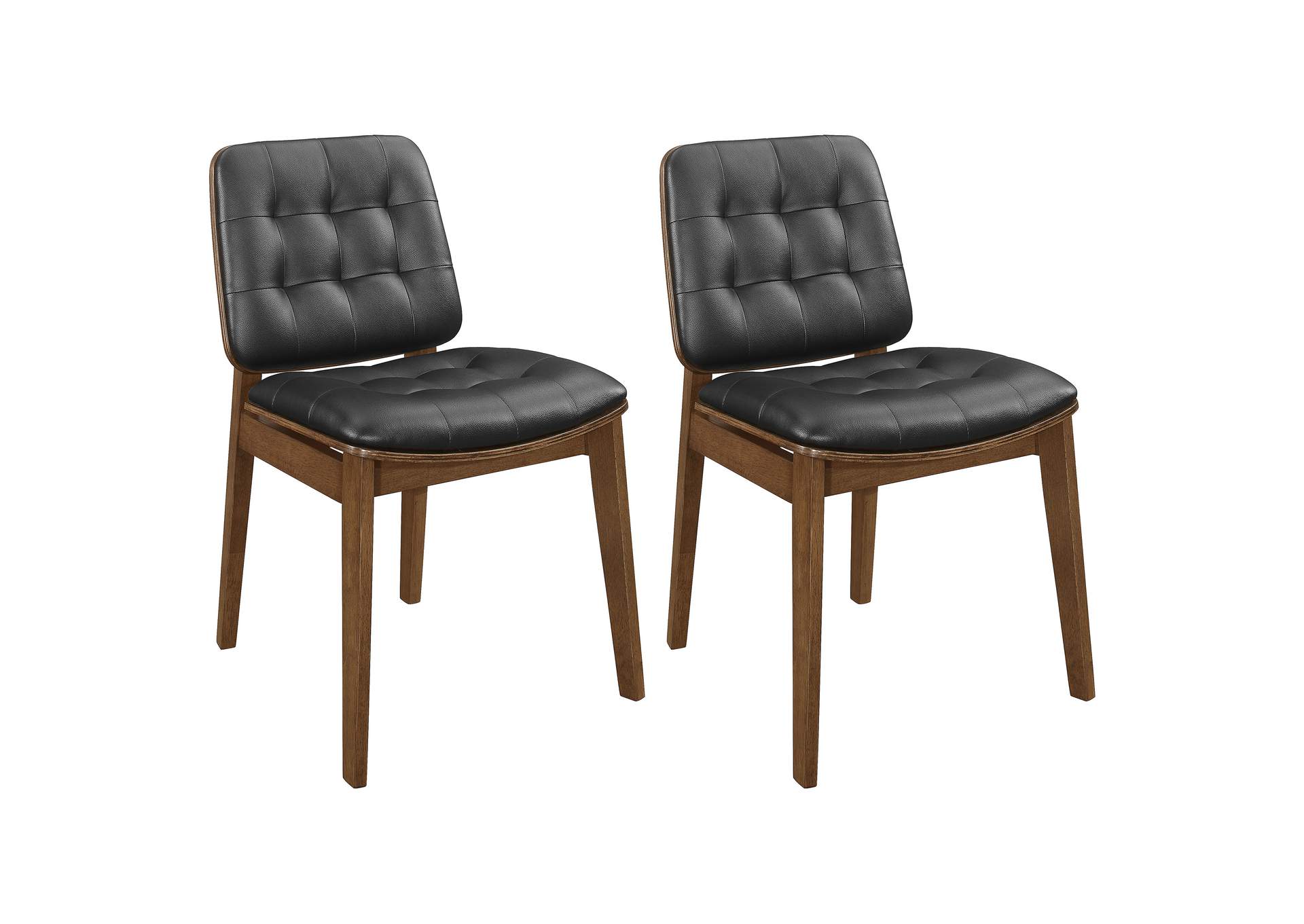 Otterson Tufted Back Side Chairs Natural Walnut and Black (Set of 2),Coaster Furniture