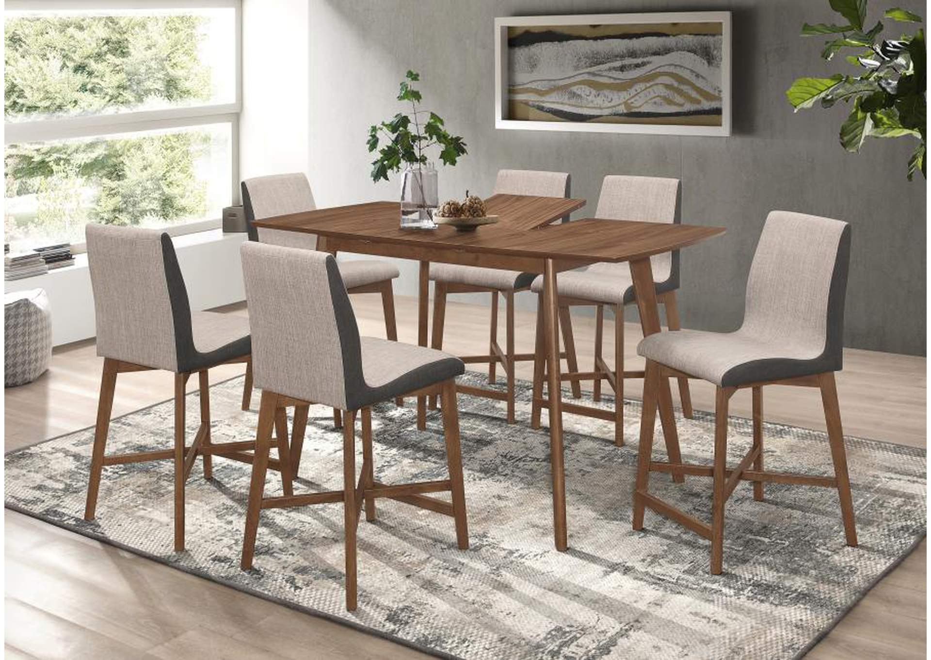 Redbridge 5-piece Butterfly Leaf Dining Set Natural Walnut and Grey,Coaster Furniture