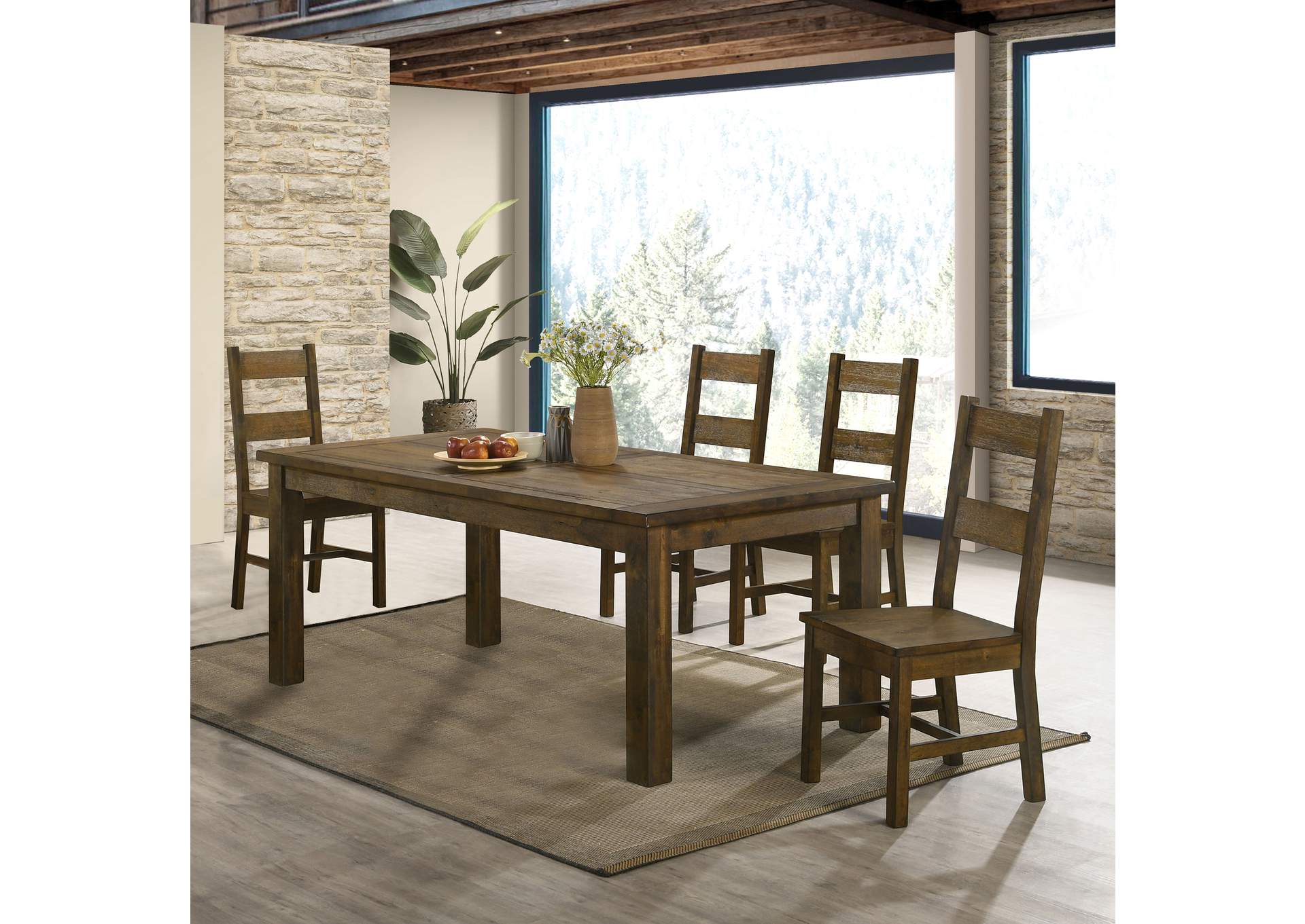 Coleman Dining Room Set Rustic Golden Brown,Coaster Furniture