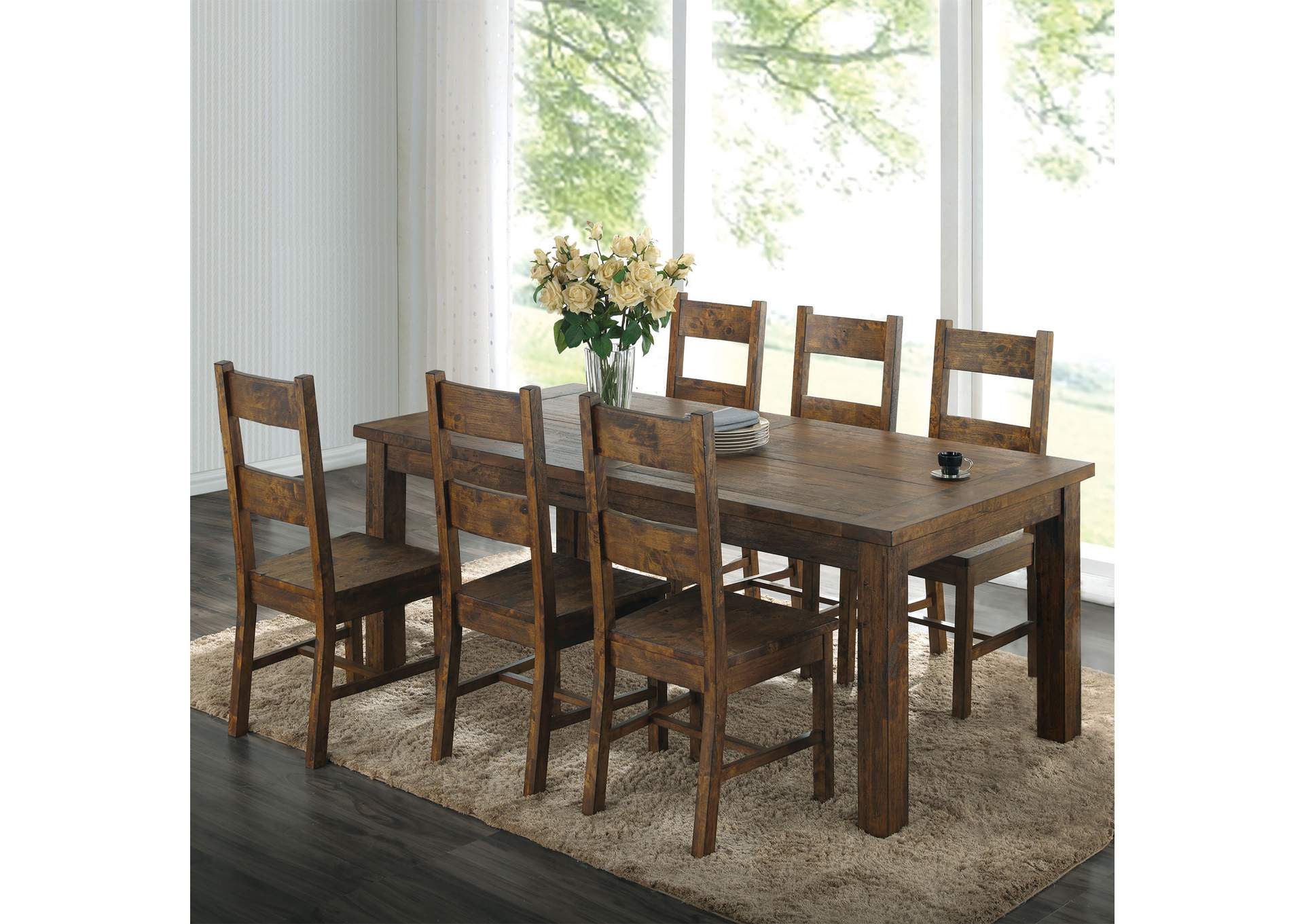 Coleman Dining Room Set Rustic Golden Brown,Coaster Furniture