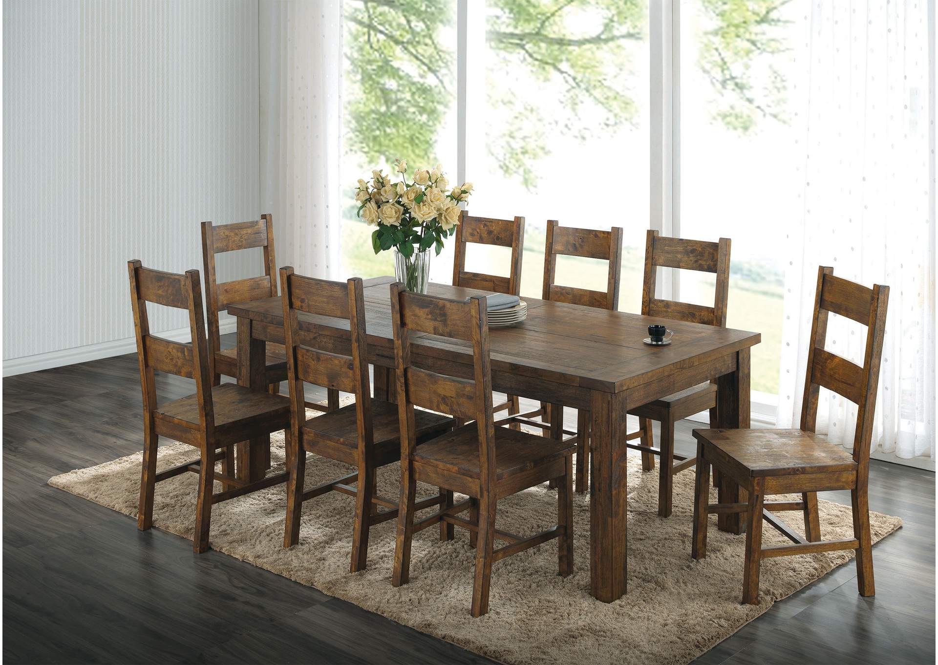 Coleman 9-piece Rectangular Dining Set Rustic Golden Brown,Coaster Furniture