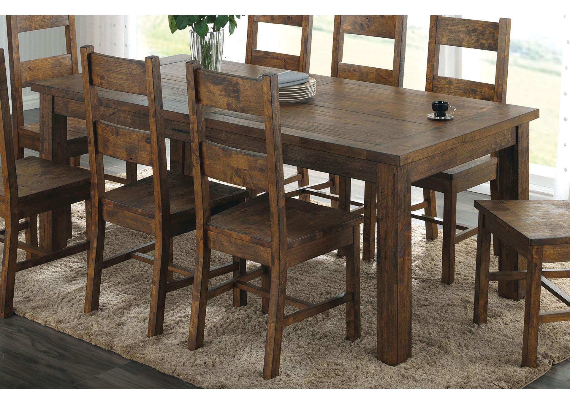 Coleman Rectangular Dining Table Rustic Golden Brown,Coaster Furniture