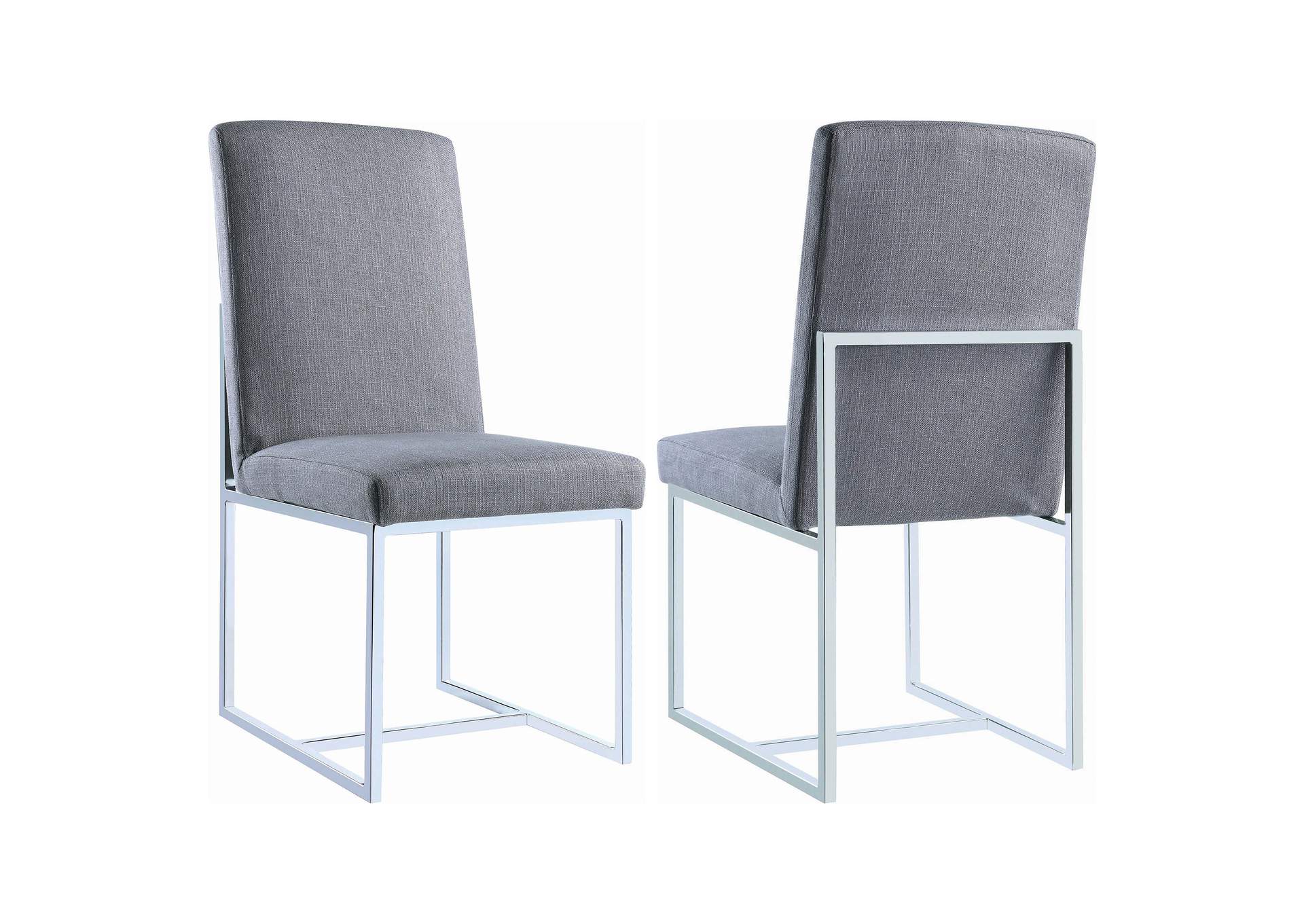 Mackinnon Upholstered Side Chairs Grey and Chrome (Set of 2),Coaster Furniture