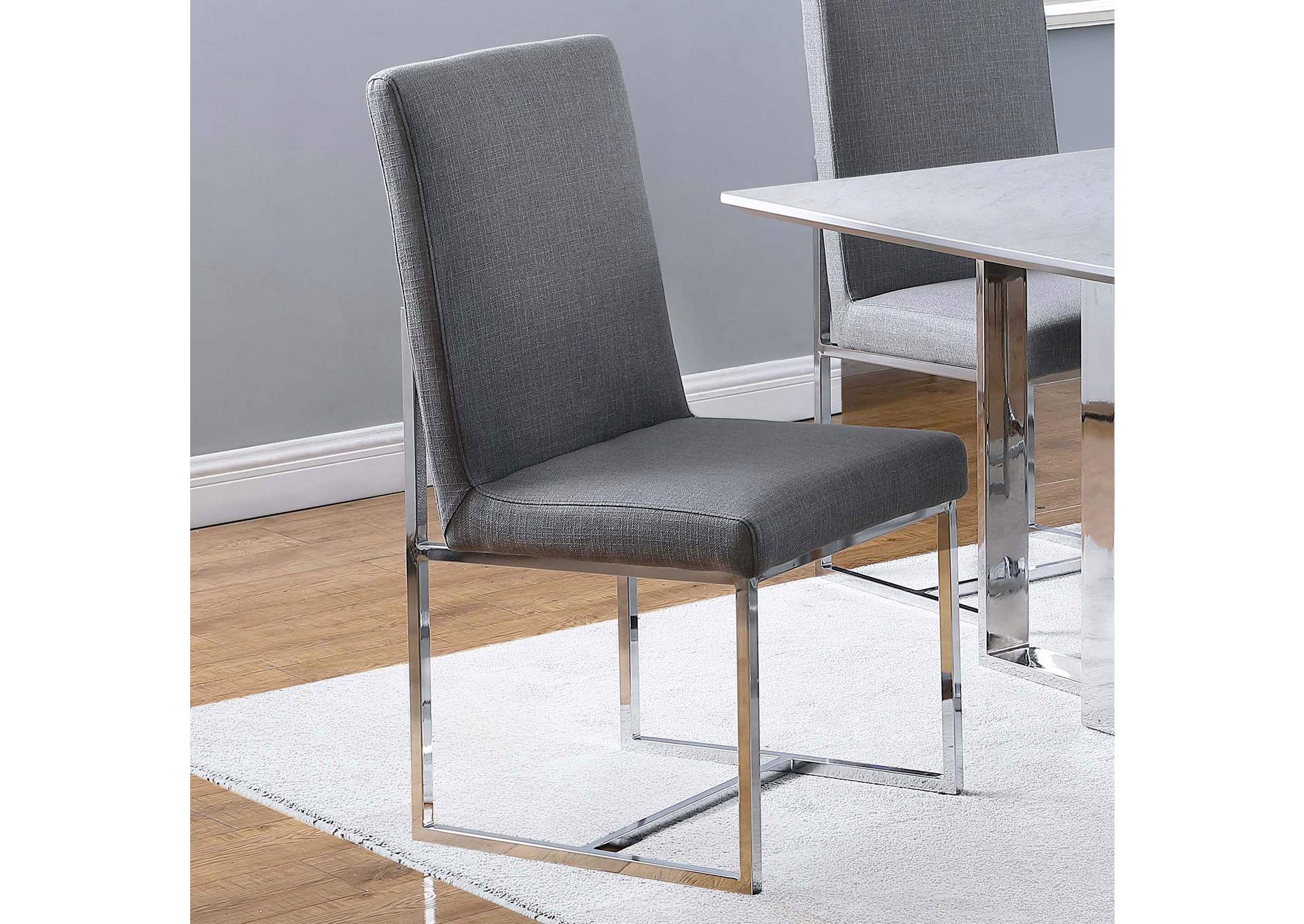 Mackinnon Upholstered Side Chairs Grey and Chrome (Set of 2),Coaster Furniture