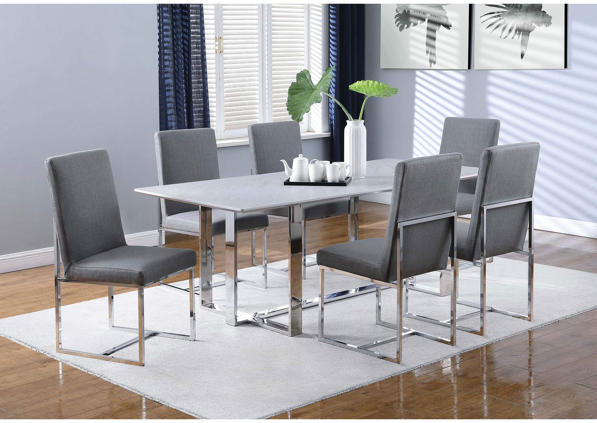 Mackinnon Upholstered Side Chairs Grey and Chrome (Set of 2),Coaster Furniture