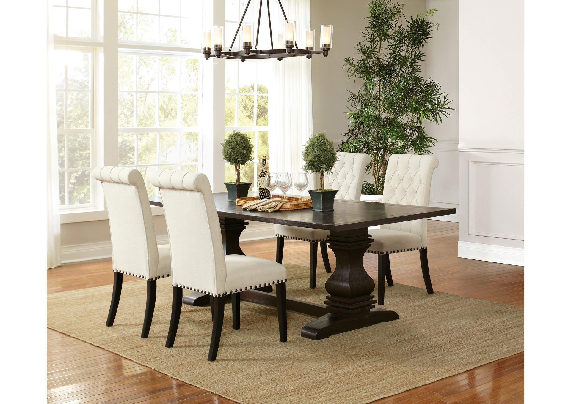 Parkins Dining Room Set Rustic Espresso and Beige,Coaster Furniture