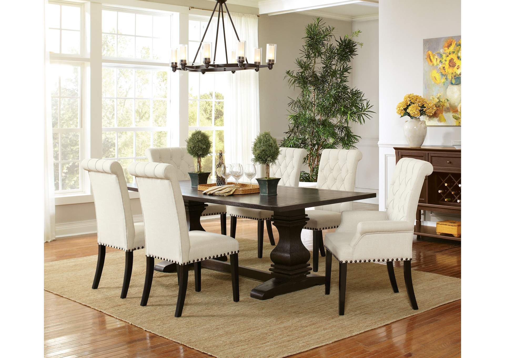 Parkins Dining Room Set Rustic Espresso and Beige,Coaster Furniture