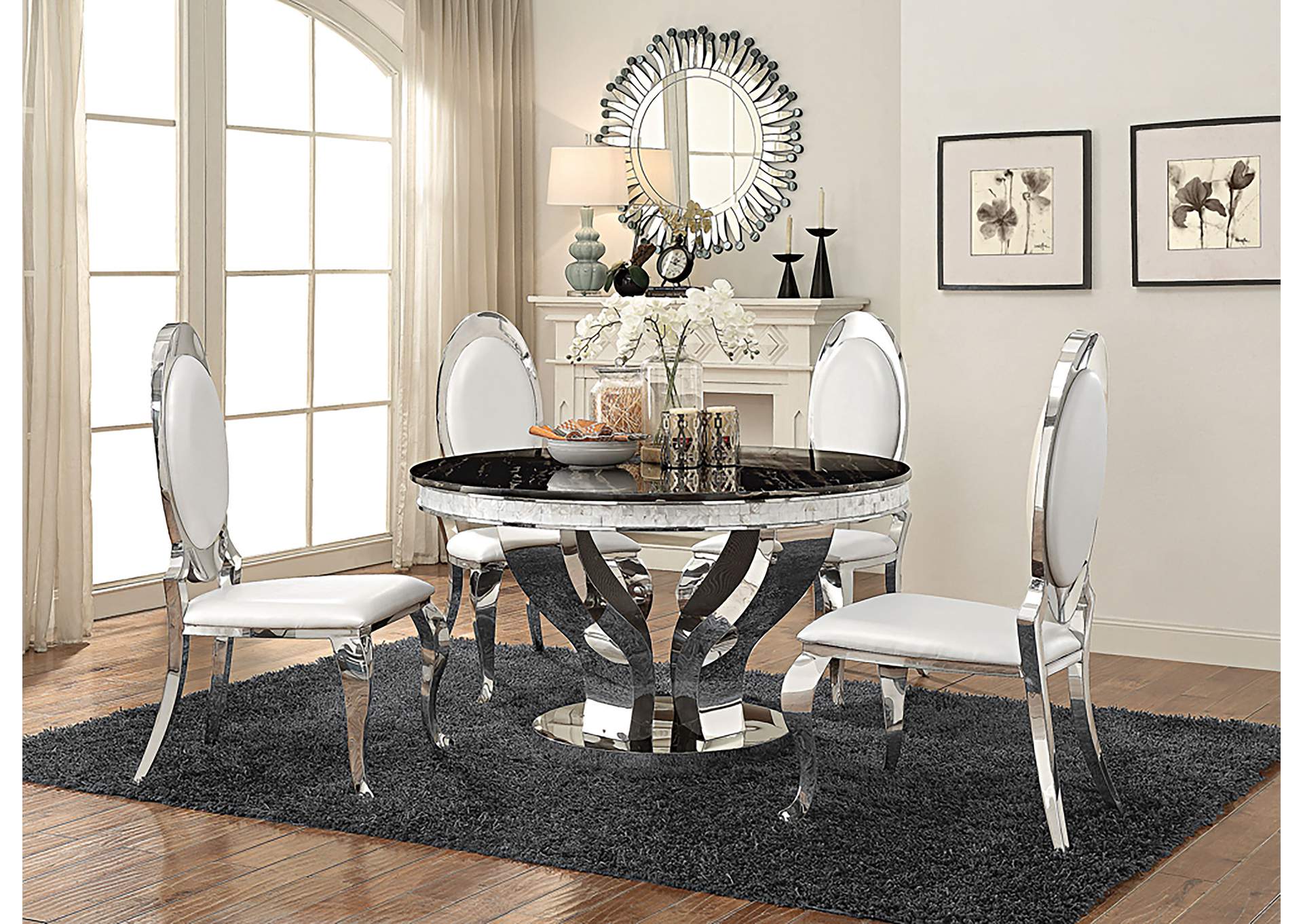 Anchorage 5-piece Round Dining Set Chrome,Coaster Furniture