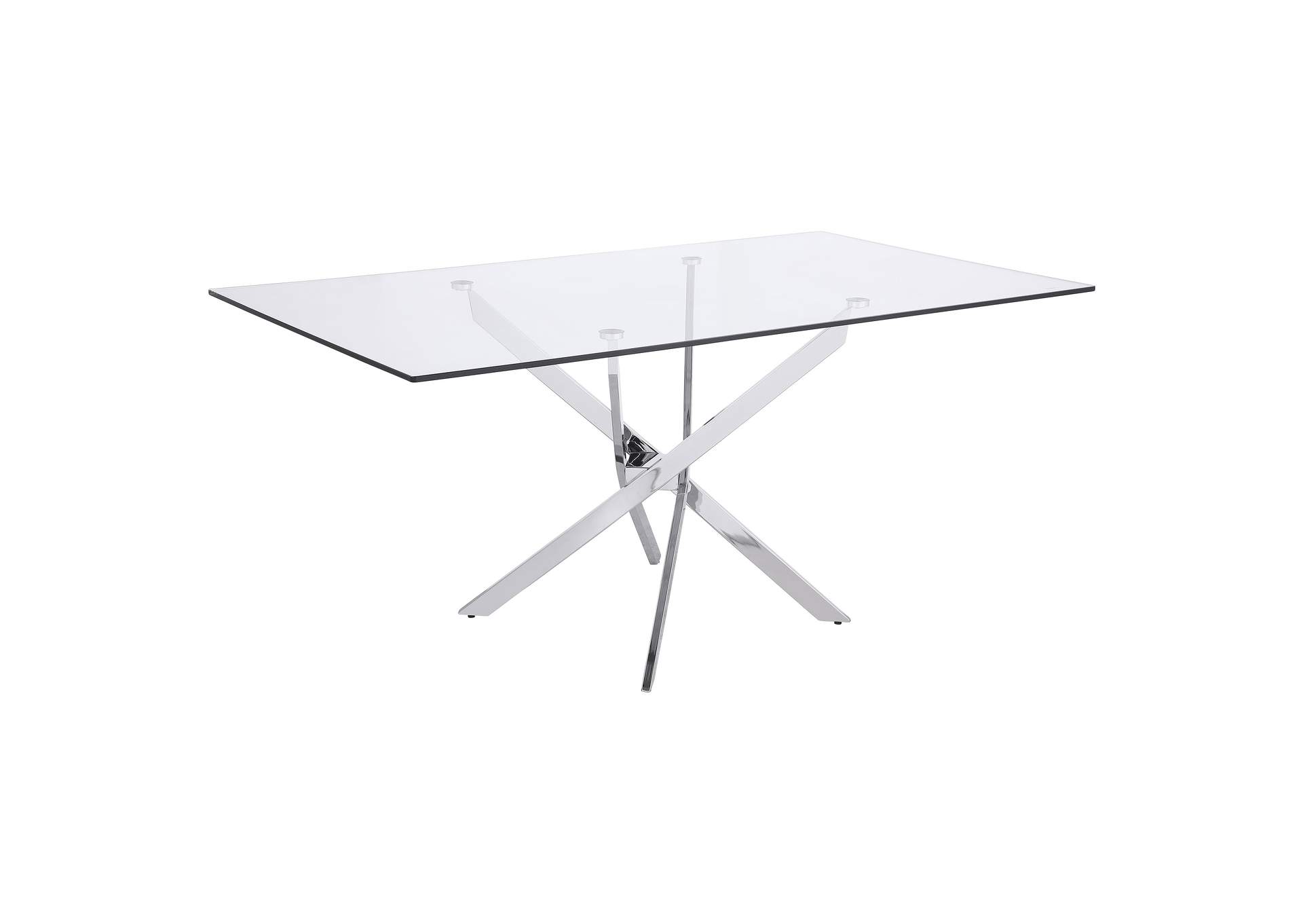 Carmelo X-shaped Dining Table Chrome and Clear,Coaster Furniture