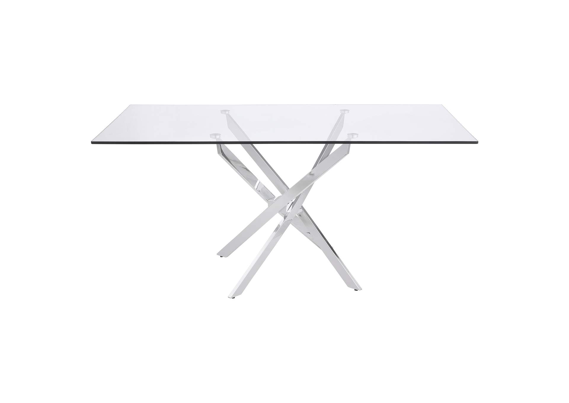 Carmelo X-shaped Dining Table Chrome and Clear,Coaster Furniture