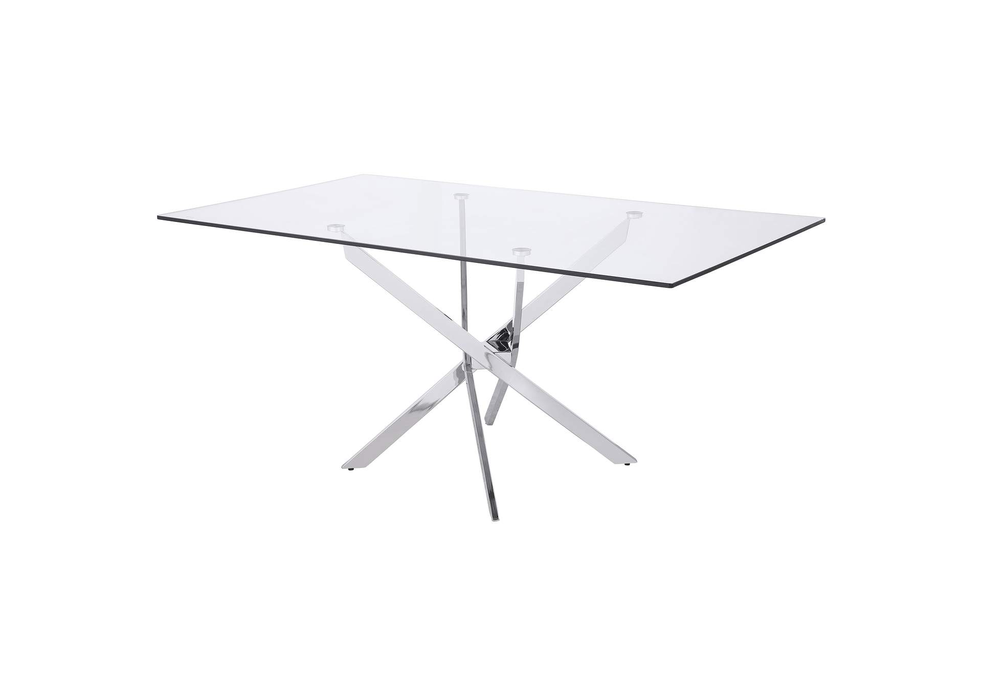 Carmelo X-shaped Dining Table Chrome and Clear,Coaster Furniture