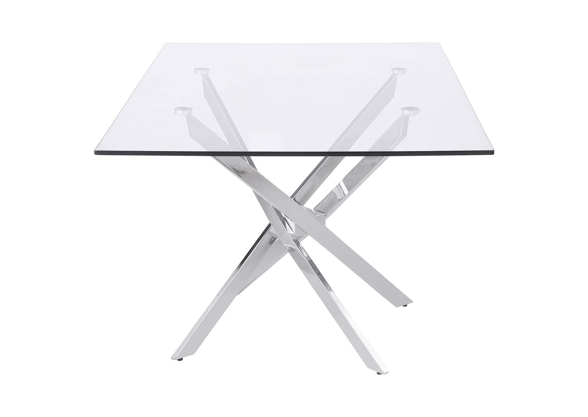 Carmelo X-shaped Dining Table Chrome and Clear,Coaster Furniture