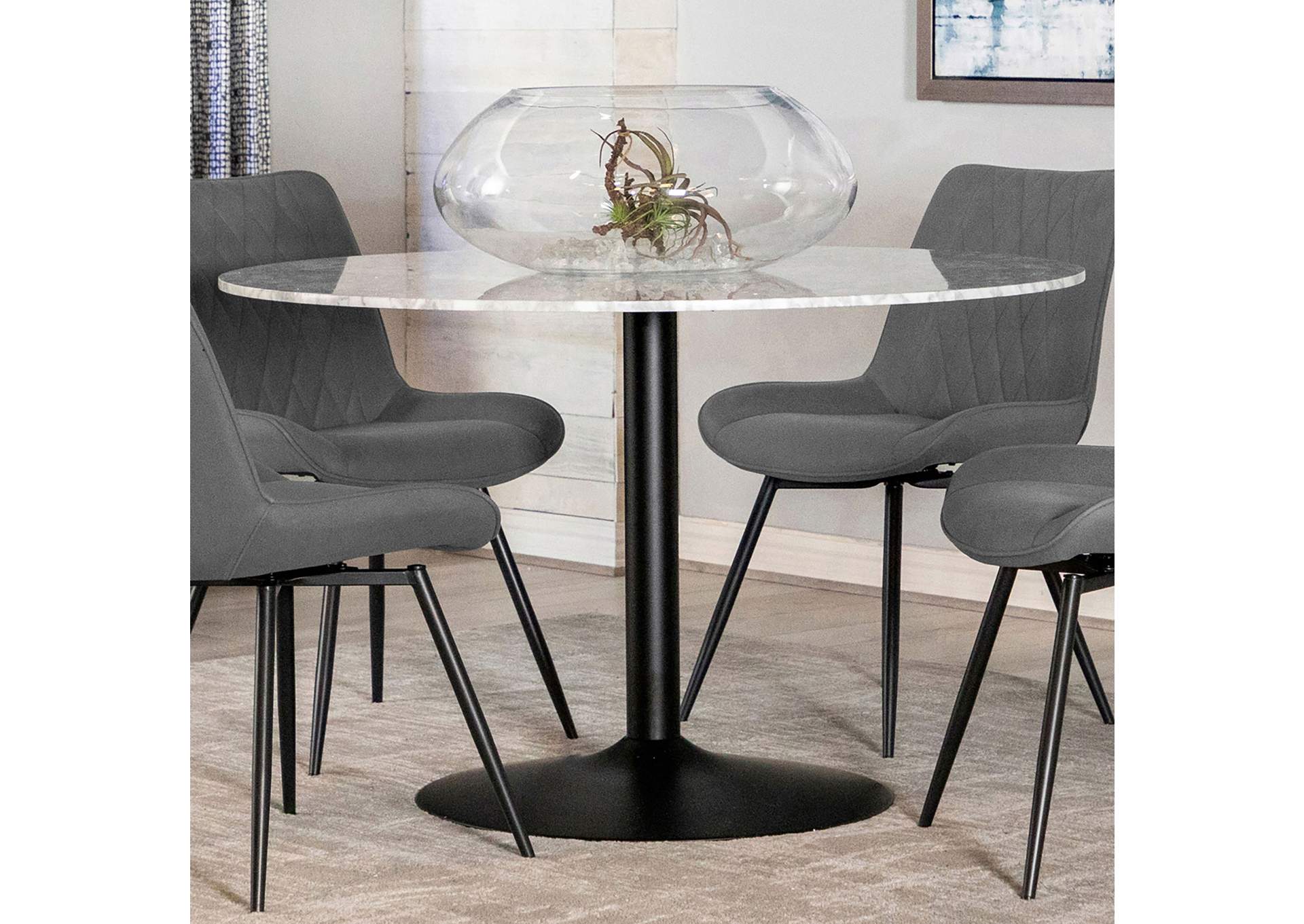 Bartole Round Dining Table White and Matte Black,Coaster Furniture