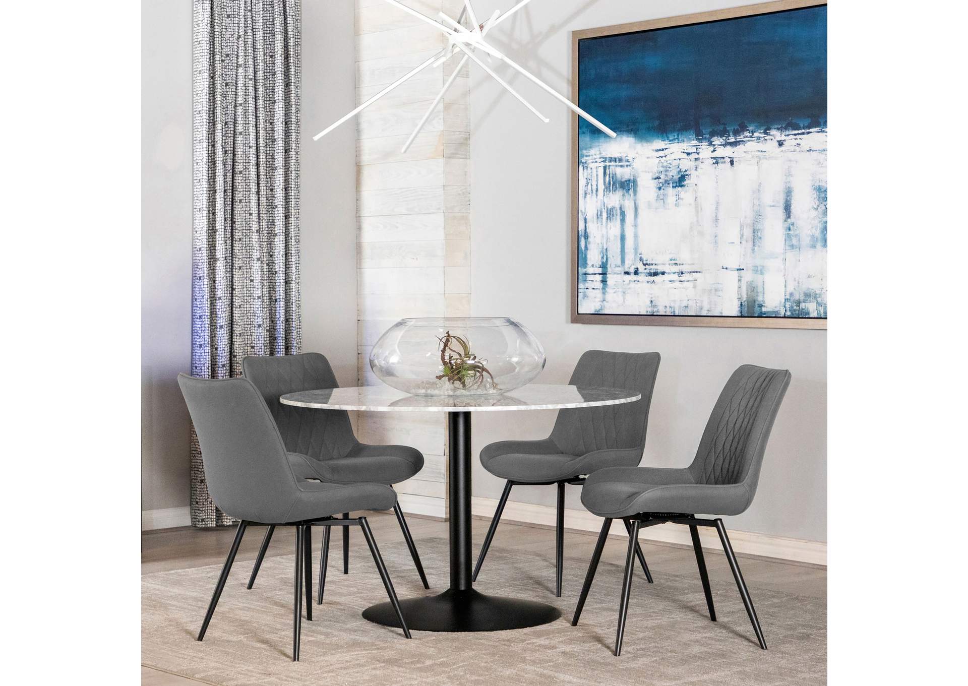 Bartole Round Dining Table White and Matte Black,Coaster Furniture