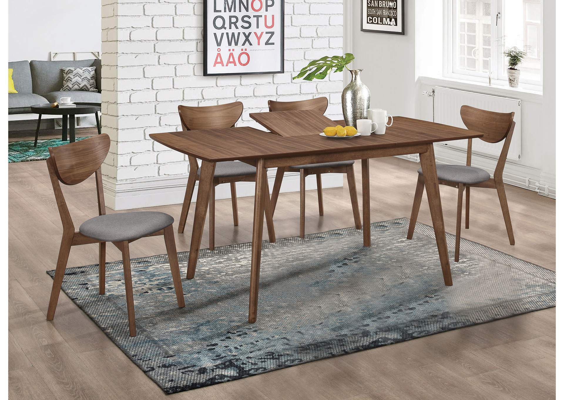 Alfredo Dining Room Set Natural Walnut and Grey,Coaster Furniture