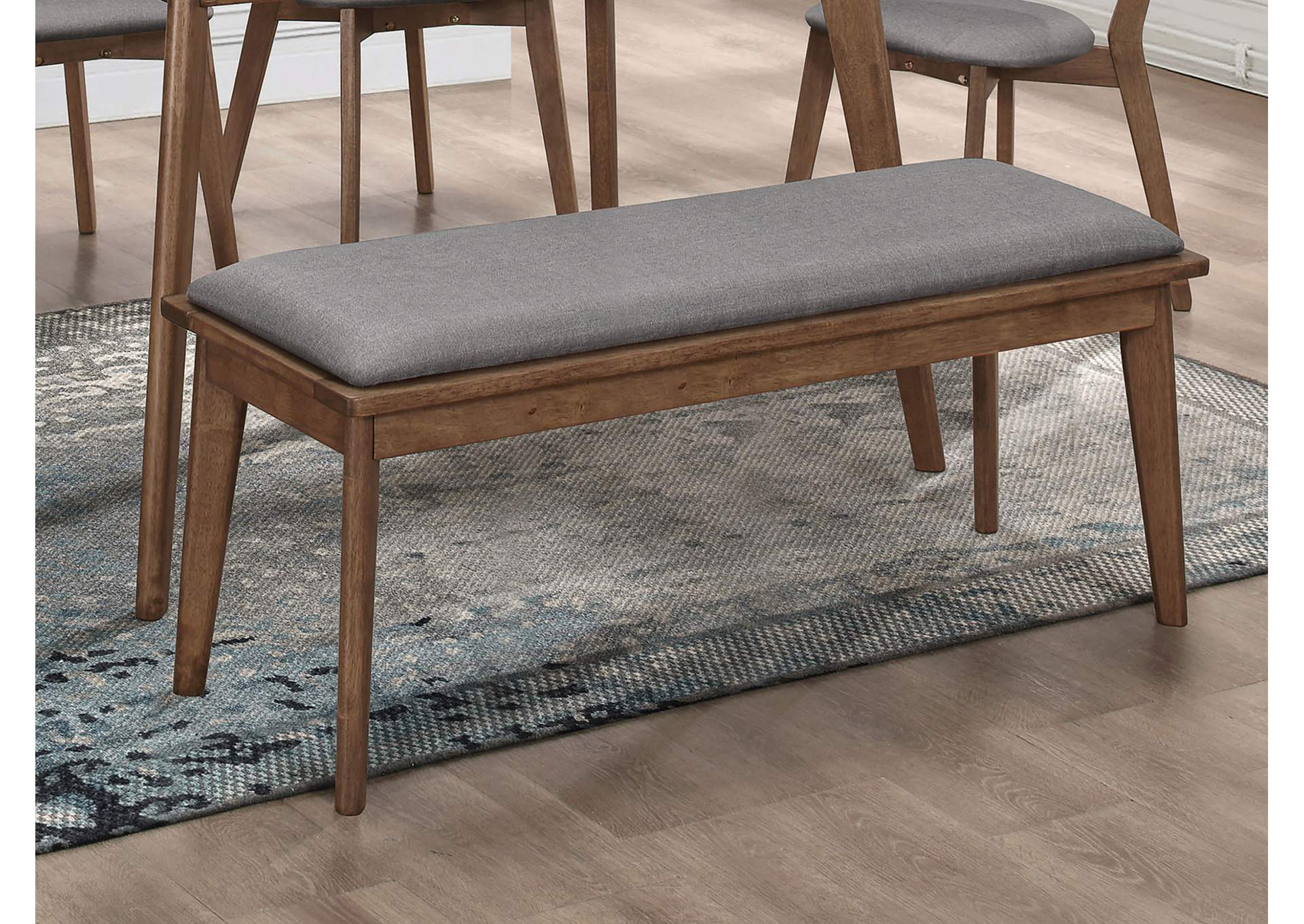 Alfredo Upholstered Dining Bench Grey and Natural Walnut,Coaster Furniture