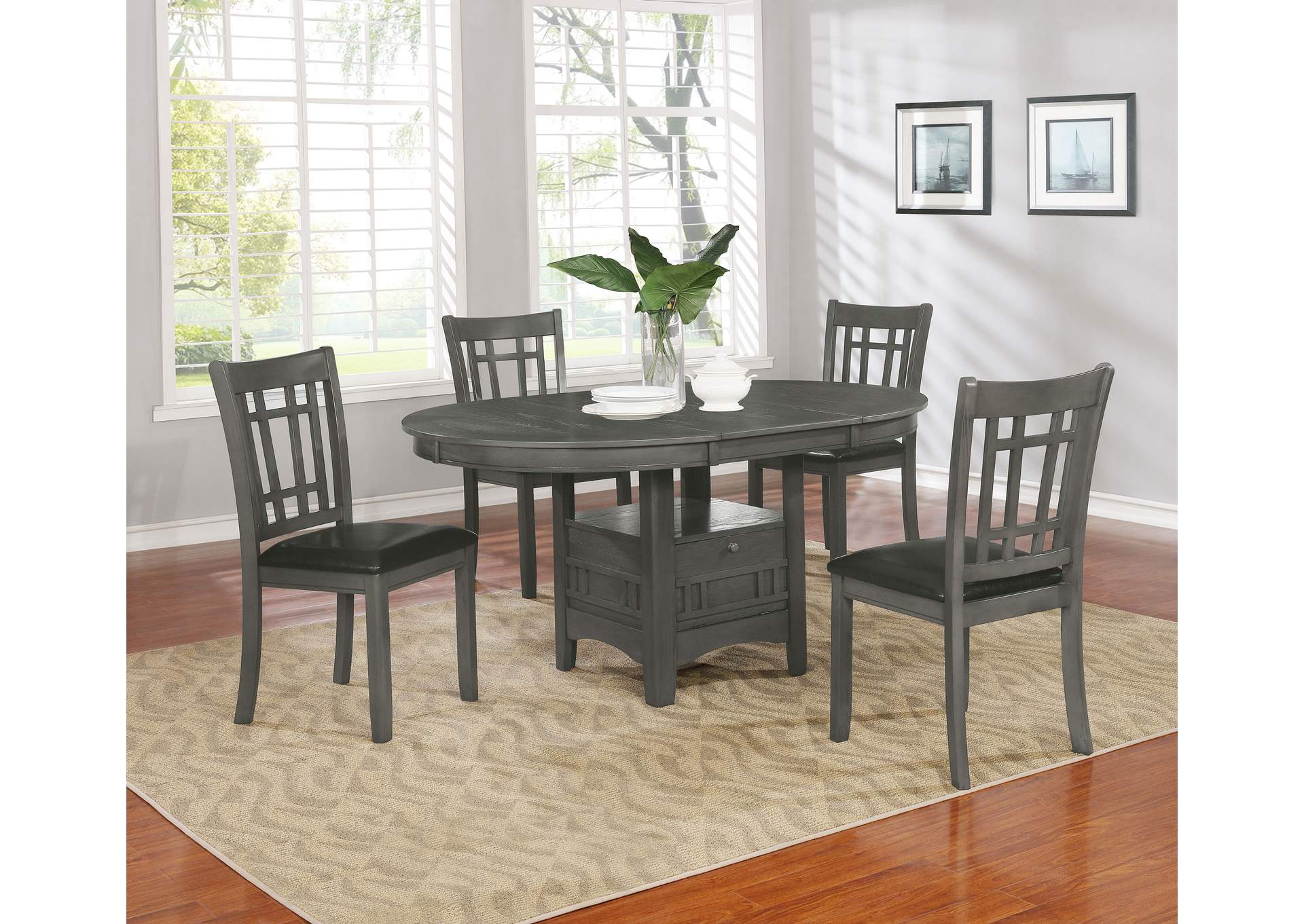 Lavon Dining Table with Storage Medium Grey,Coaster Furniture