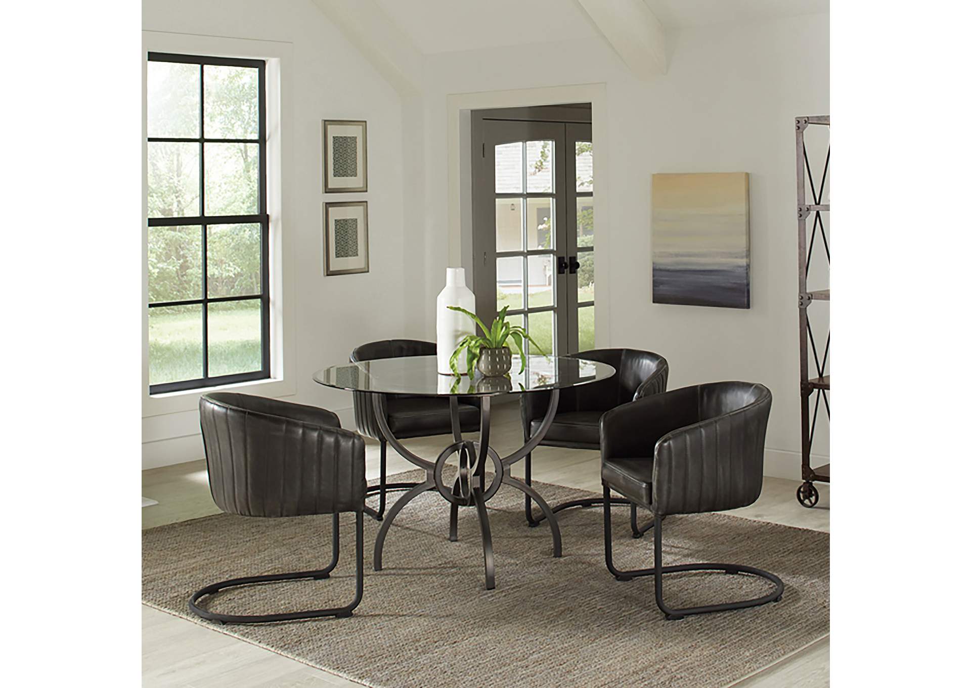 Banner Upholstered Dining Chair Anthracite and Matte Black,Coaster Furniture